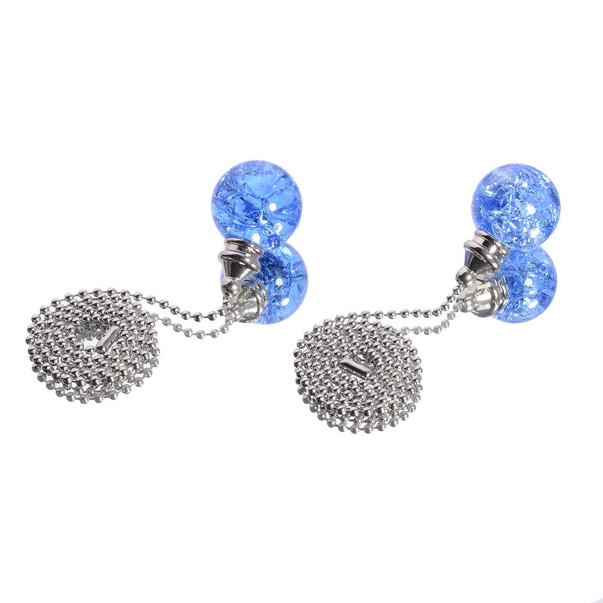 2Pcs Light Blue Pull Chain Crystal Glass Ice Cracked Ball Pull Chain For Ceiling Fan Light Decoratio 50Cm Extension Chain