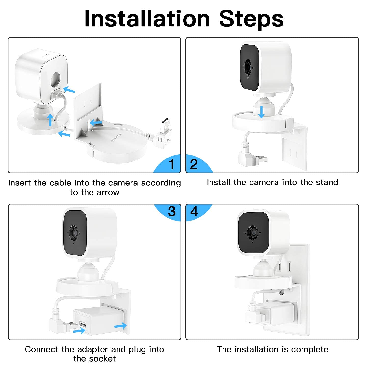 Koroao 2Pack Blink Mini Outlet Wall Mounts   Ac Outlet Wall Plug Mount Stand Holder Bracket For Blink Mini Indoor Camera Without Messy Wires Or Screws(Blink Mini Is Not Include)