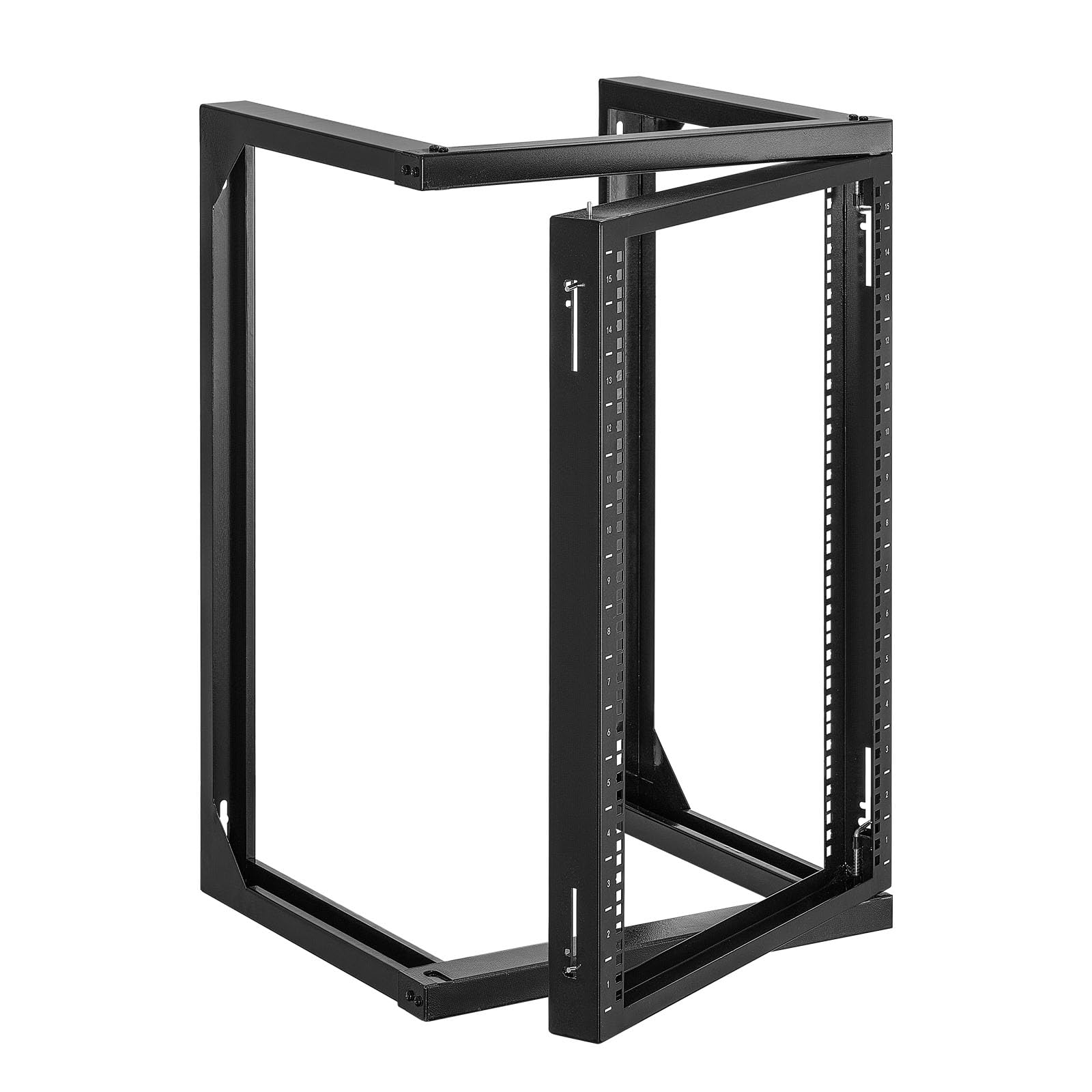 VEVOR 15U Open Frame Server Rack, Free Standing or Wall Mount Rack with 180 Degrees Gate Swing, Network Rack for 19 IT Equipment