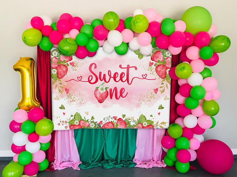 Avezano Sweet One Backdrop Berry Sweet One Birthday Party Decorations Strawberry Girls 1St Birthday Party Photoshoot Background