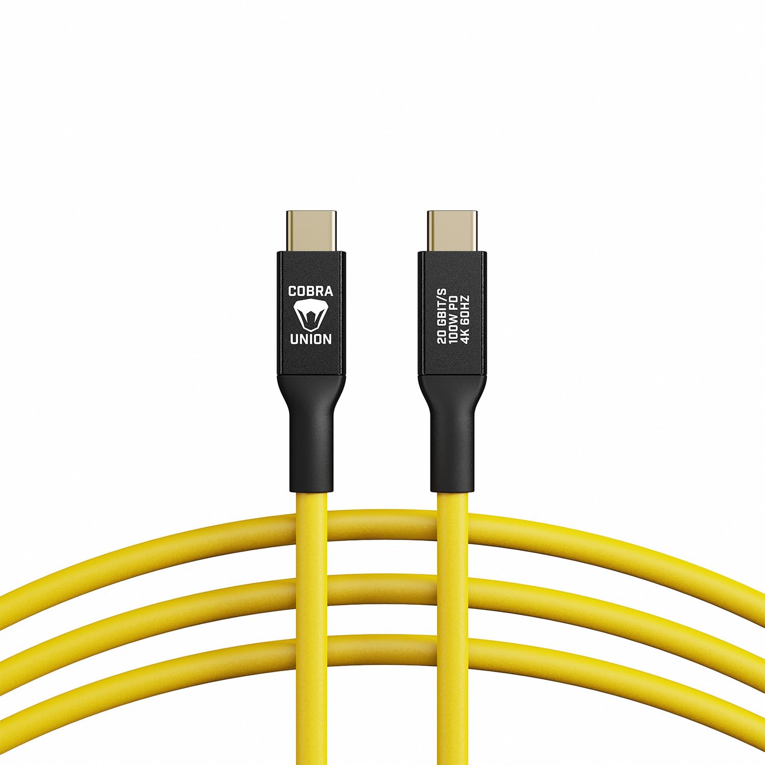 CobraTether USB-C to USB-C Cable 5m - Yellow- Straight