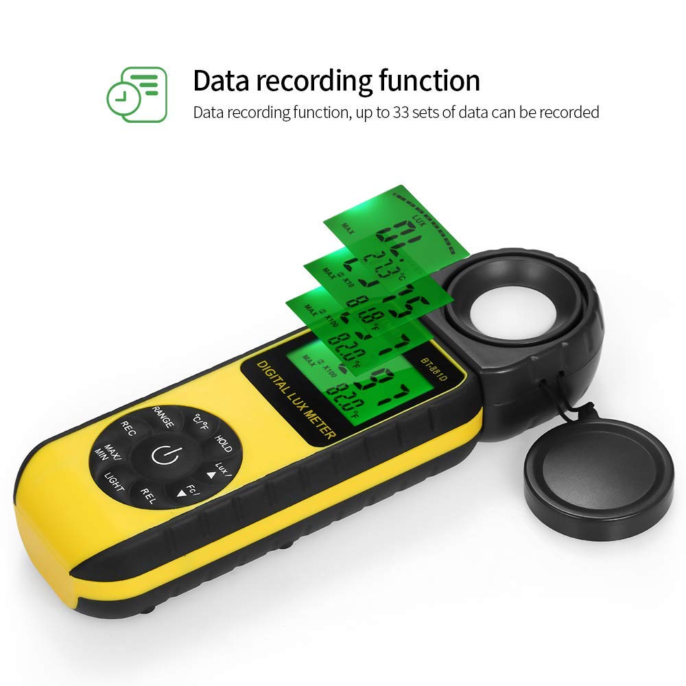 Btmeter Bt 881E Digital Illuminance/Light Meter, Measure Lights 0.01~300,000 Lux (0.01~30,000 Fc) Foot Candles, Par Meter Luxmet