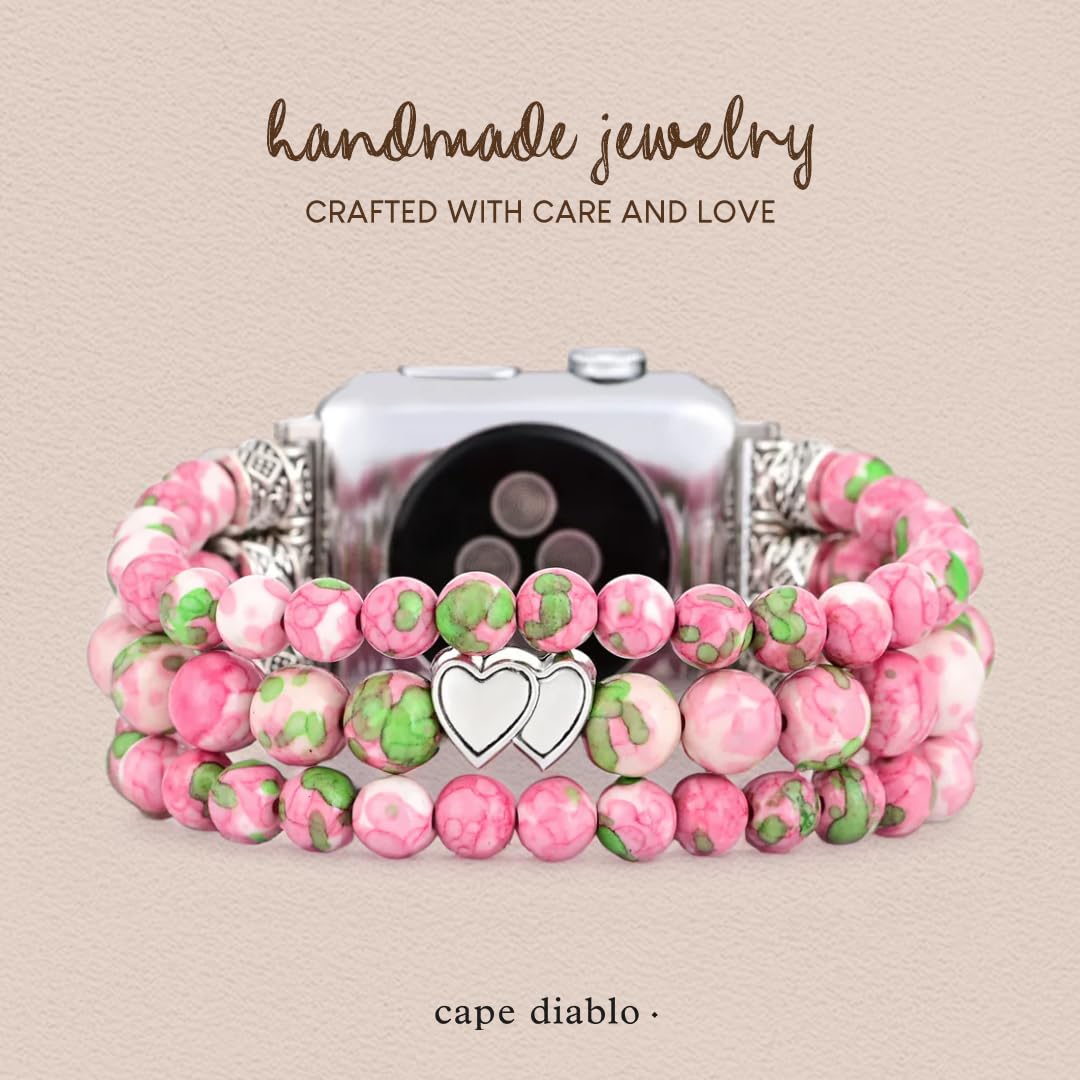 Cape Diablo Smart Watch Band For Women - Handmade Gemstone Strap - Compatible With 38Mm-45Mm Apple Faces (Eternal Love, Small -