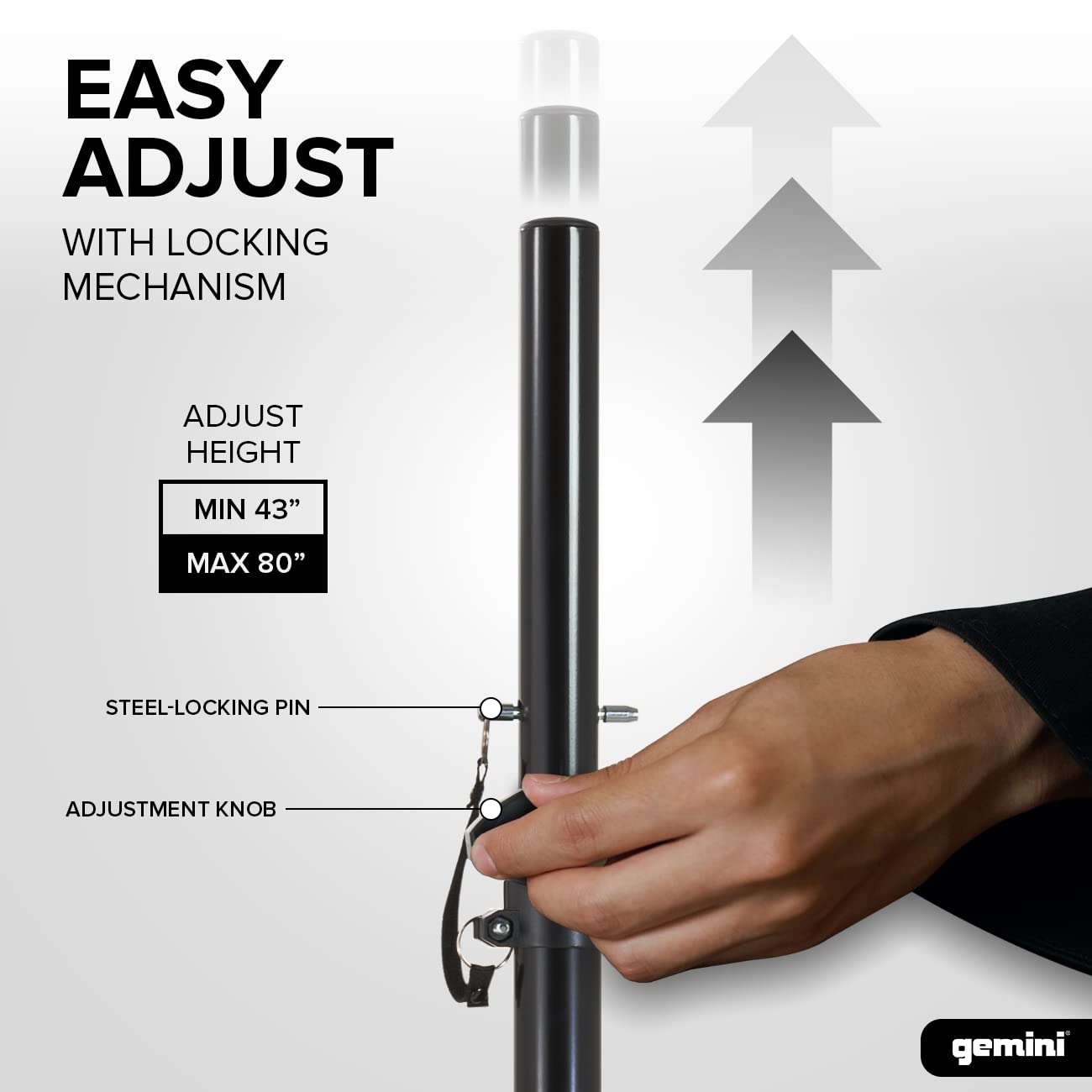 Gemini Sound St Pack Heavy Duty Professional Audio Universal Dj Fold Out Telescoping Tripod Steel Speaker Stands (Set Of 2), Up