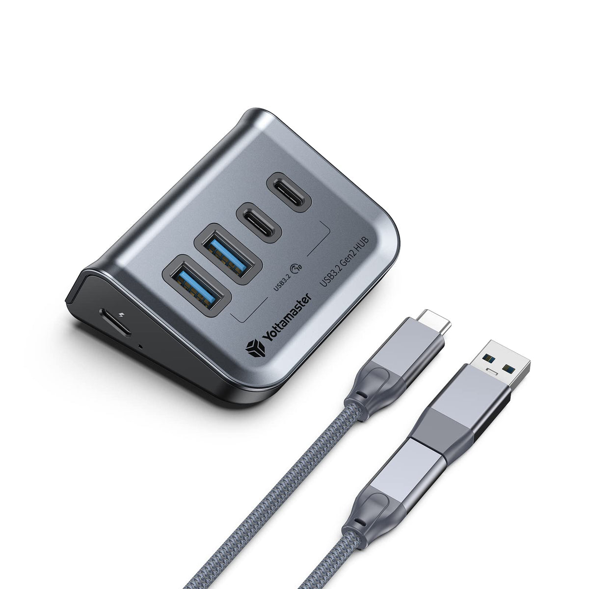 Yottamaster Usb 3.2 Hub 10Gbps, Usb C Splitter With 2 Usb C 3.2 And 2 Usb A 3.2 Ports, Triangle Desktop Usb Hub With 1.64Ft Cable For Pc, Laptop (Not Support Charging)