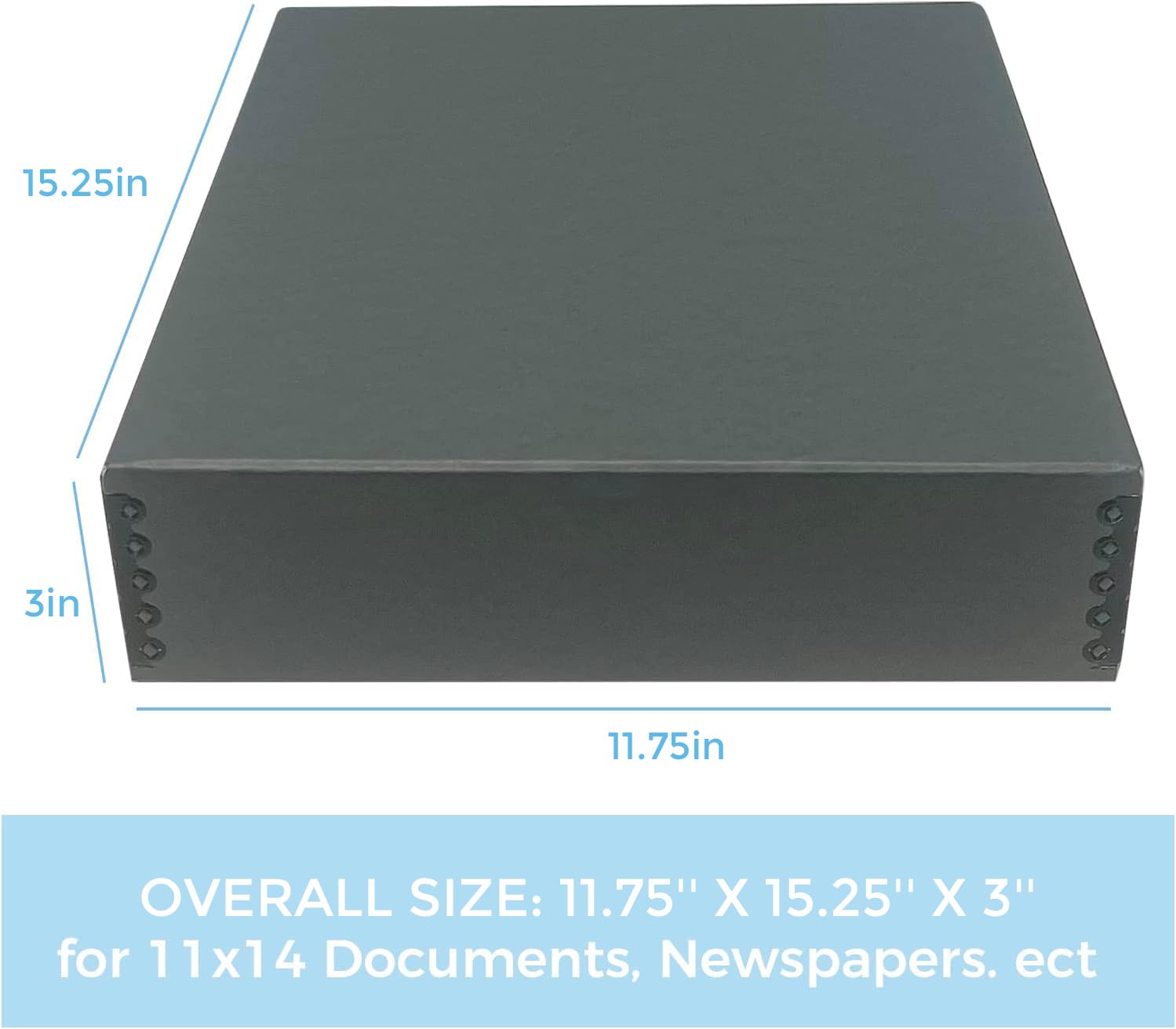 Lineco Museum Archival Storage Box, 11.75X15.25X3 In. Drop Front Design. Acid Free With Metal Edge. Organize Photos, Pictures, Prints, Documents, Crafts, Diy. Gray, 2 Pack