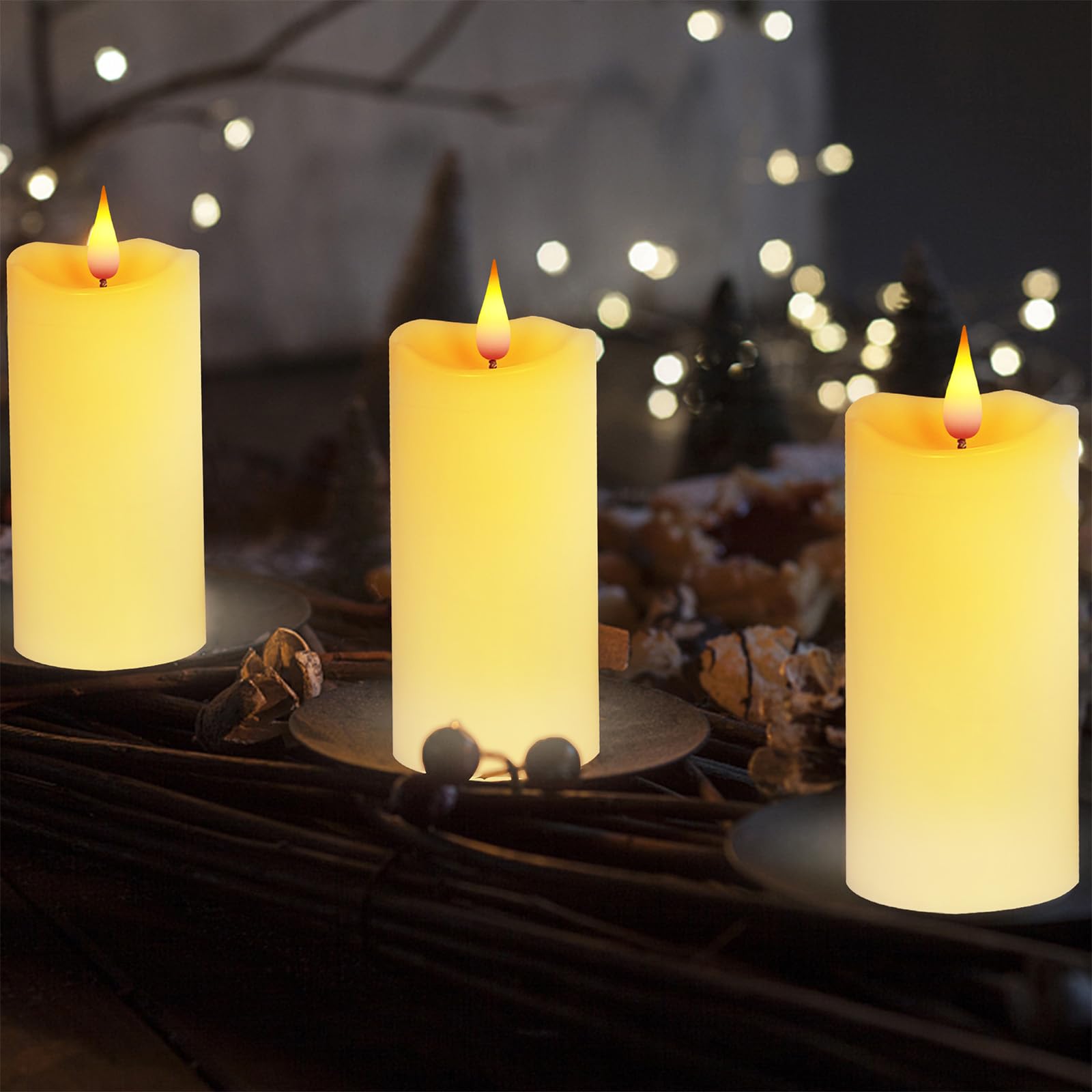 Aignis Indoor Flameless Led Candles Battery Operated With Remote Timer And Unique Double Color Flame For Home/Wedding/Holiday De