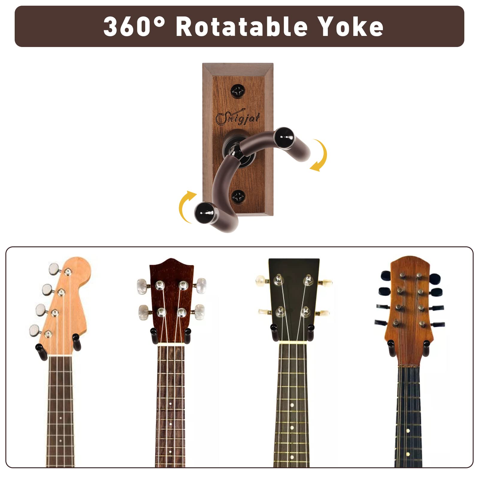 Snigjat Ukulele Wall Mount 2 Pack, Ukelele Hanger For Wall Vertical Display, Hardwood Ukulele Holder With Screw, Ukulele Wall Ho