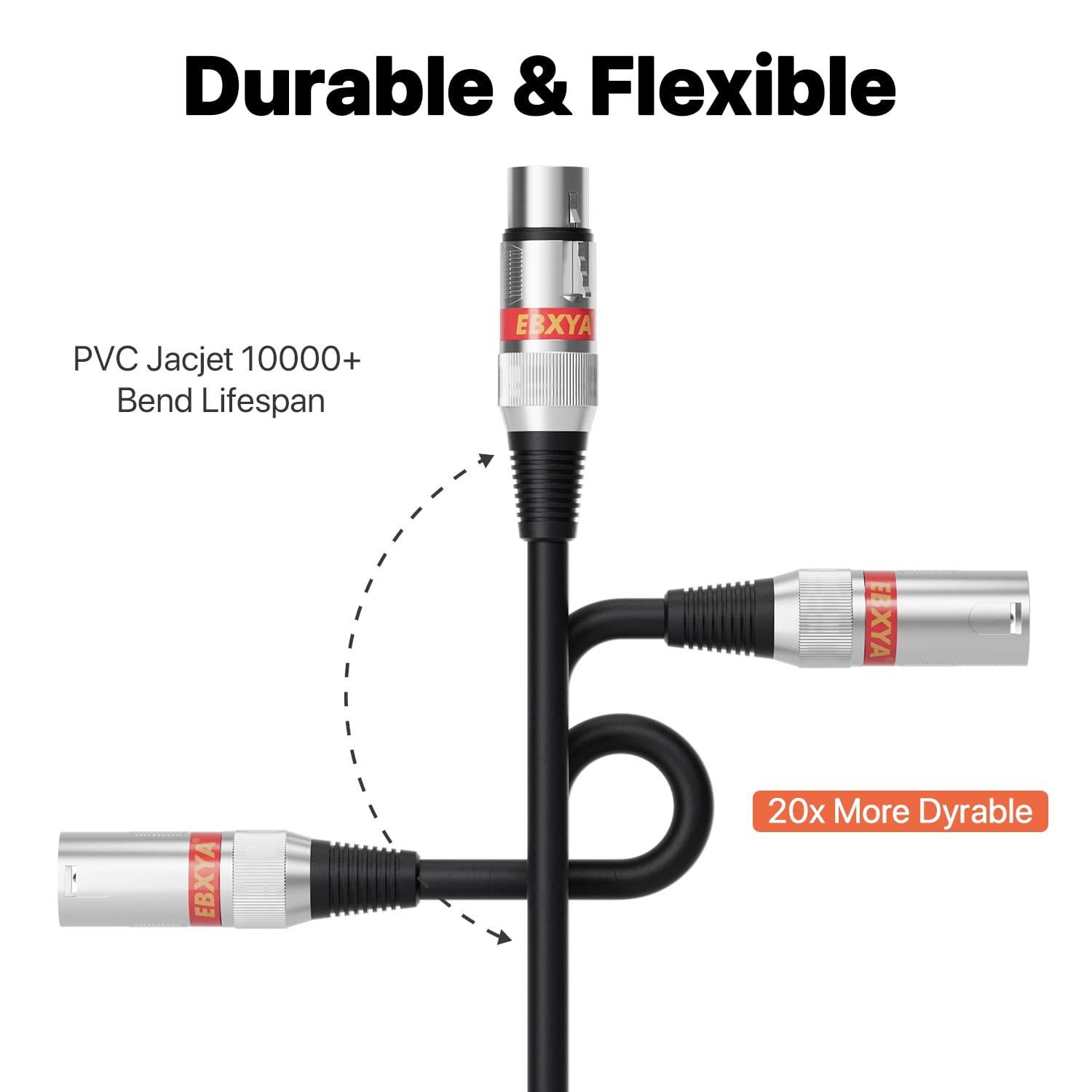 Ebxya Xlr Cable 25 Ft 4 Packs   Stage Light Dmx Cable, Premium Balanced 3 Pin Xlr Male To Female Microphone Cable