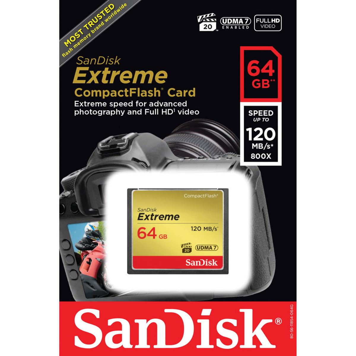 Sandisk Extreme Compactflash Memory Card   64 Gb (Sdcfxs 064G A46)