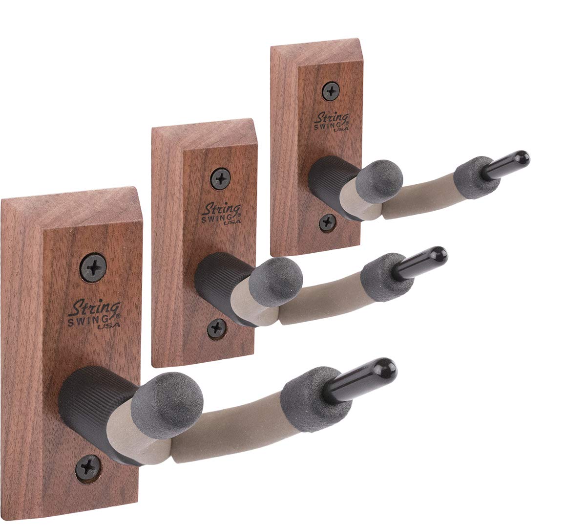 String Swing Violin Hanger Wooden Wall Mount For Home & Studio Cc01V Bw3 Hardwood Black Walnut (3 Pack)