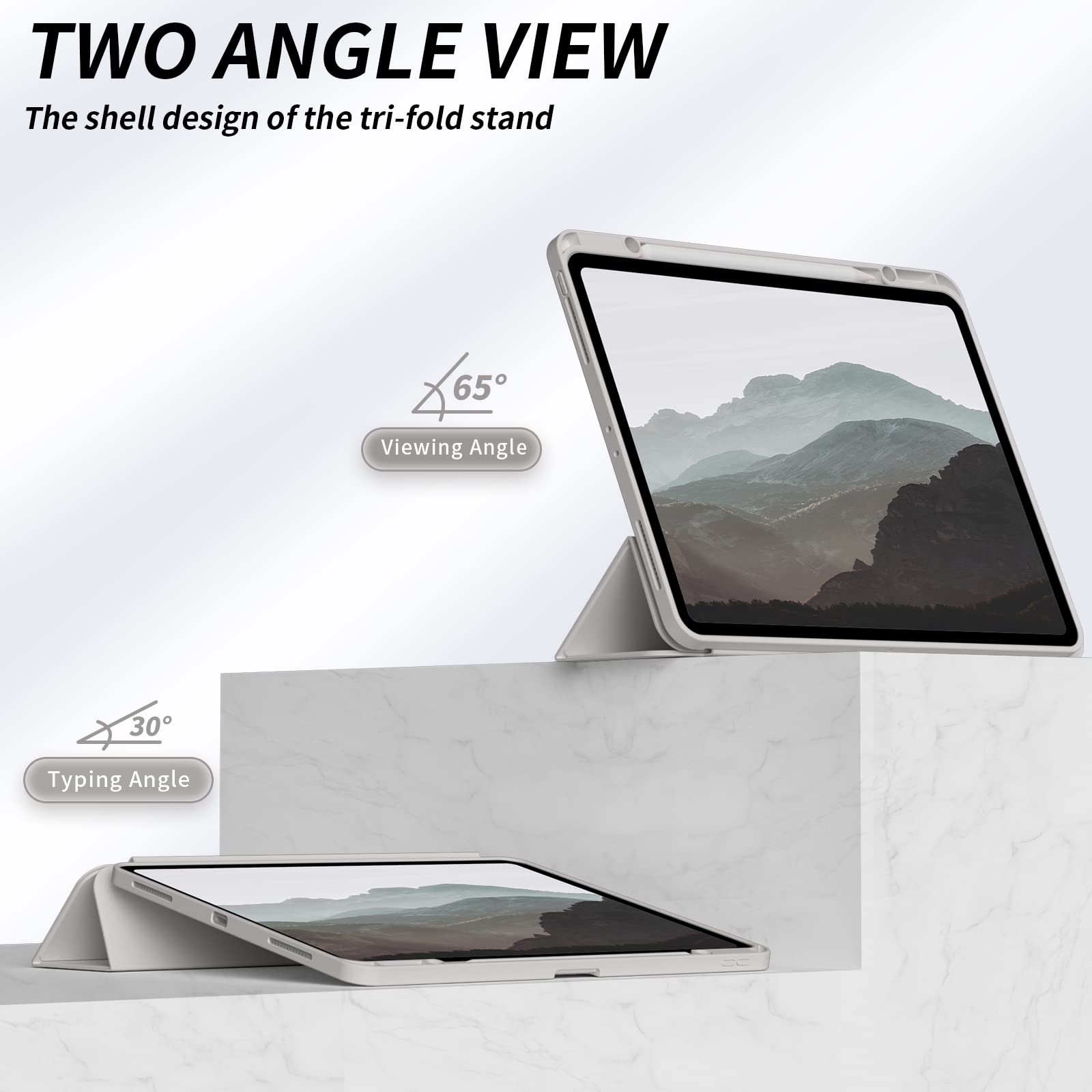 Aoub New Ipad Pro 12.9 Inch Case 6Th Generation 2022/5Th Gen 2021/4Th Gen 2020 With Pencil Holder, Auto Wake/Sleep, Trifold Smar