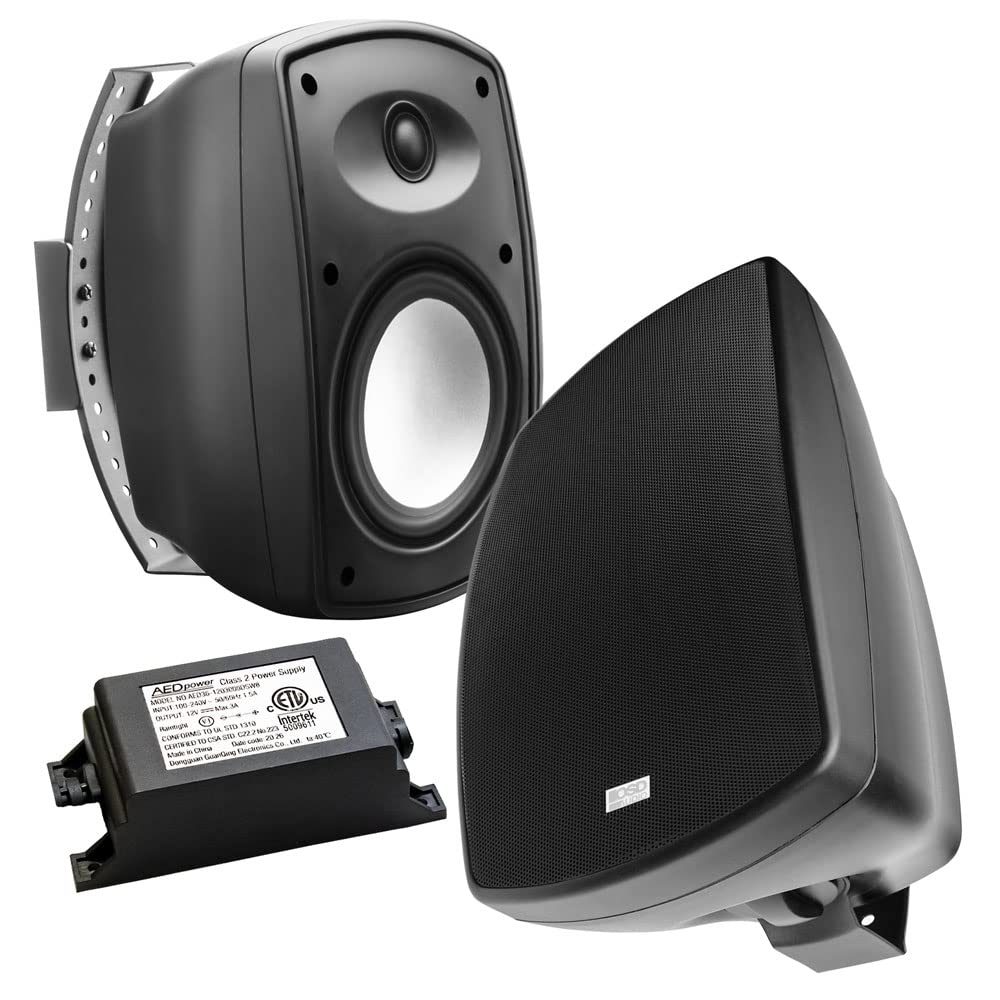 OSD Audio 5.25' Wireless Bluetooth Outdoor Patio Speaker Architectural Stereo Pair Black BTP525 Long Range