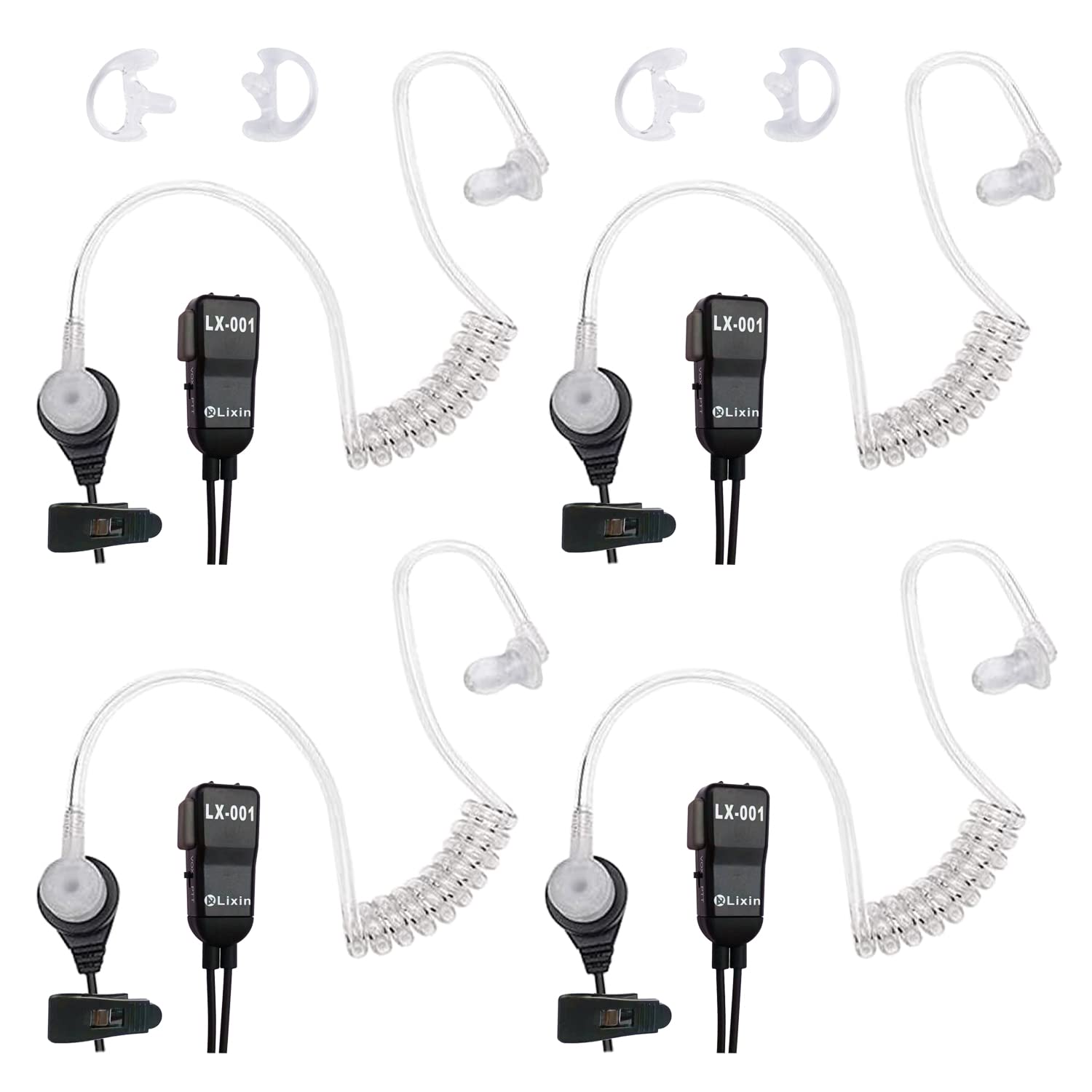 Lixin Two Way Radio Earpiece, Walkie Talkie Headset,Transparent Security Headphonescompatible Midland Avph3,For Midland Walkie Talkie With Ptt/Vox  Black (Pair)