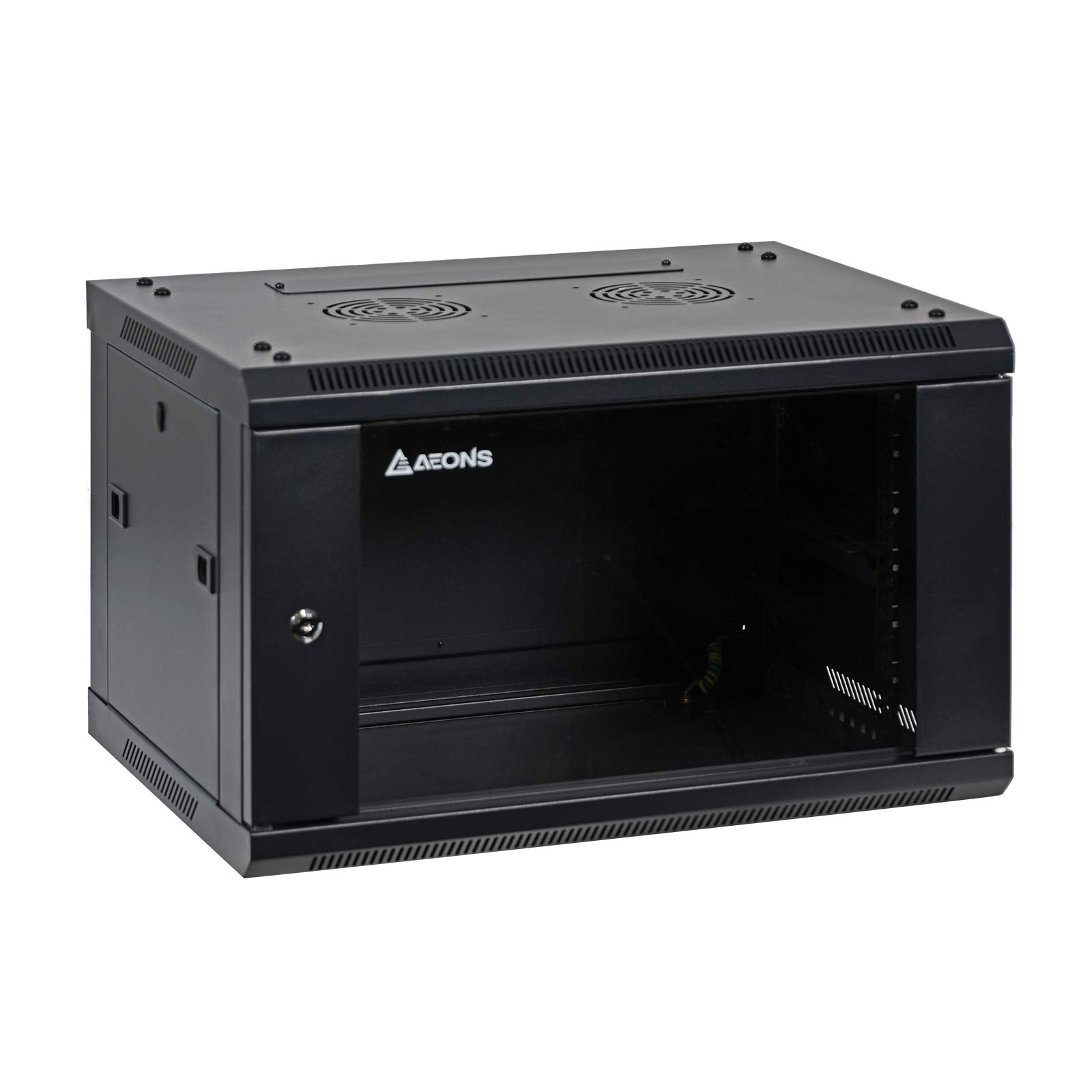 Aeons 6U Signature Wall Mount 19 Inch It Network Cabinet Enclosure Server Rack 16 Inch Depth Glass Door