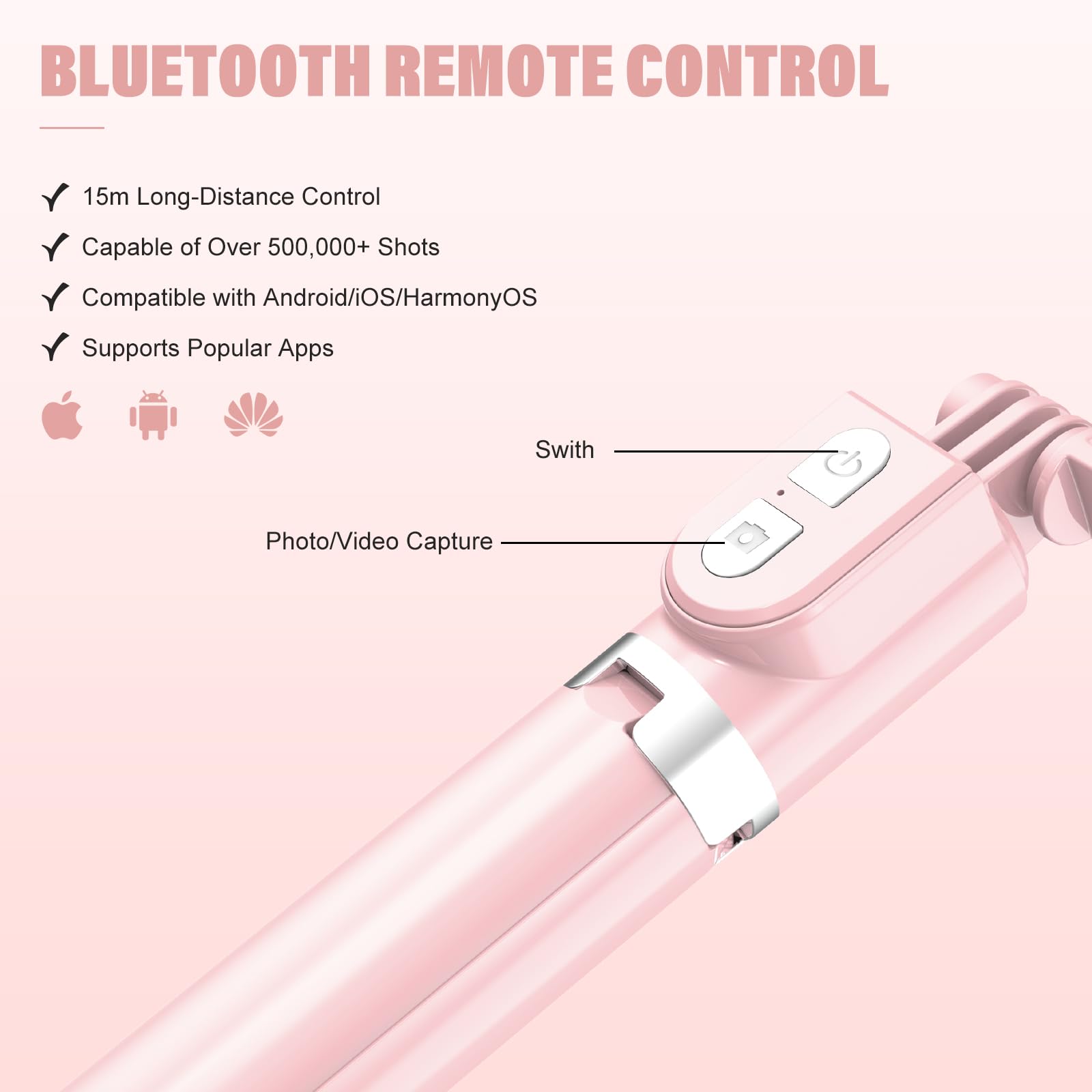 Selfie Stick With Rechargable Remote & Light (1Pc), Tripod For Iphone, Cell Phone Stand For Video Recording, Portable Travel Ess