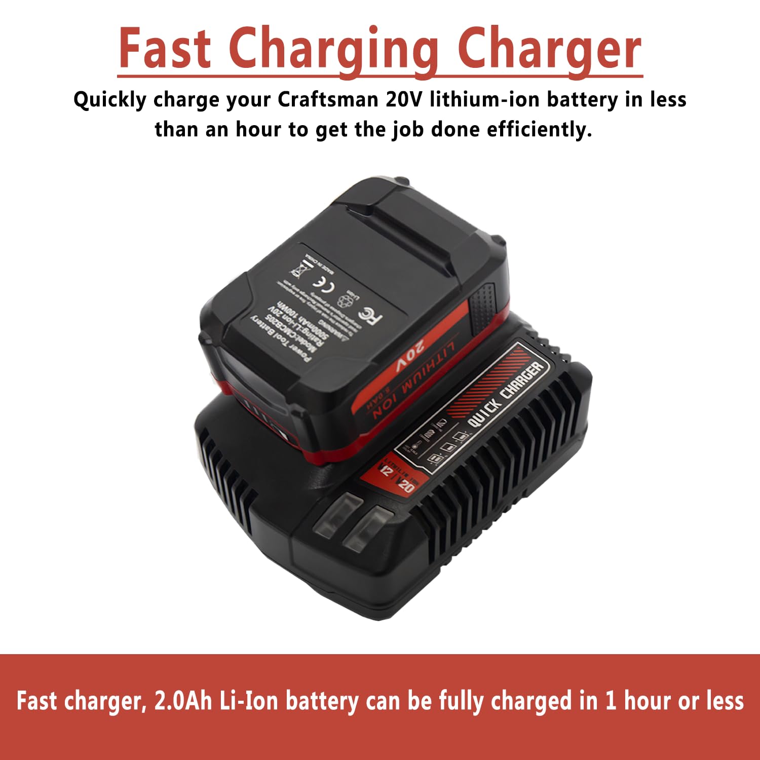 20V Max Battery Charger Replacement For Craftsman Cmcb104,Compatible With Lithium Batteries Cmcb101 Cmcb204 Cmcb202 Cmcb201 Cmcb
