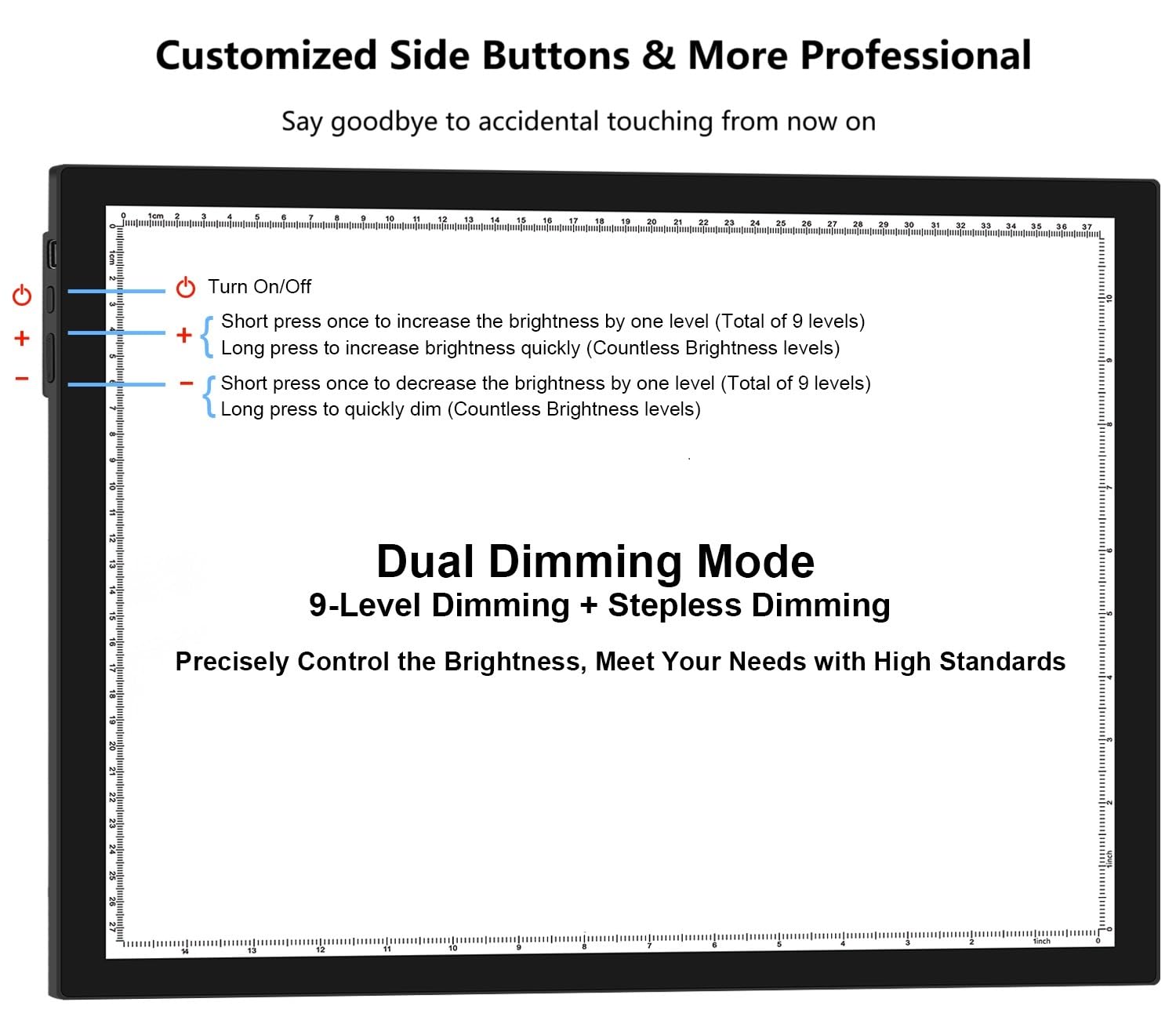 Welzk Diamond Painting Light Pad A3, 16.6  12.6 Inchs Diamond Painting Light Board Built-In Stand. Side Buttons 9 Levels Dimming