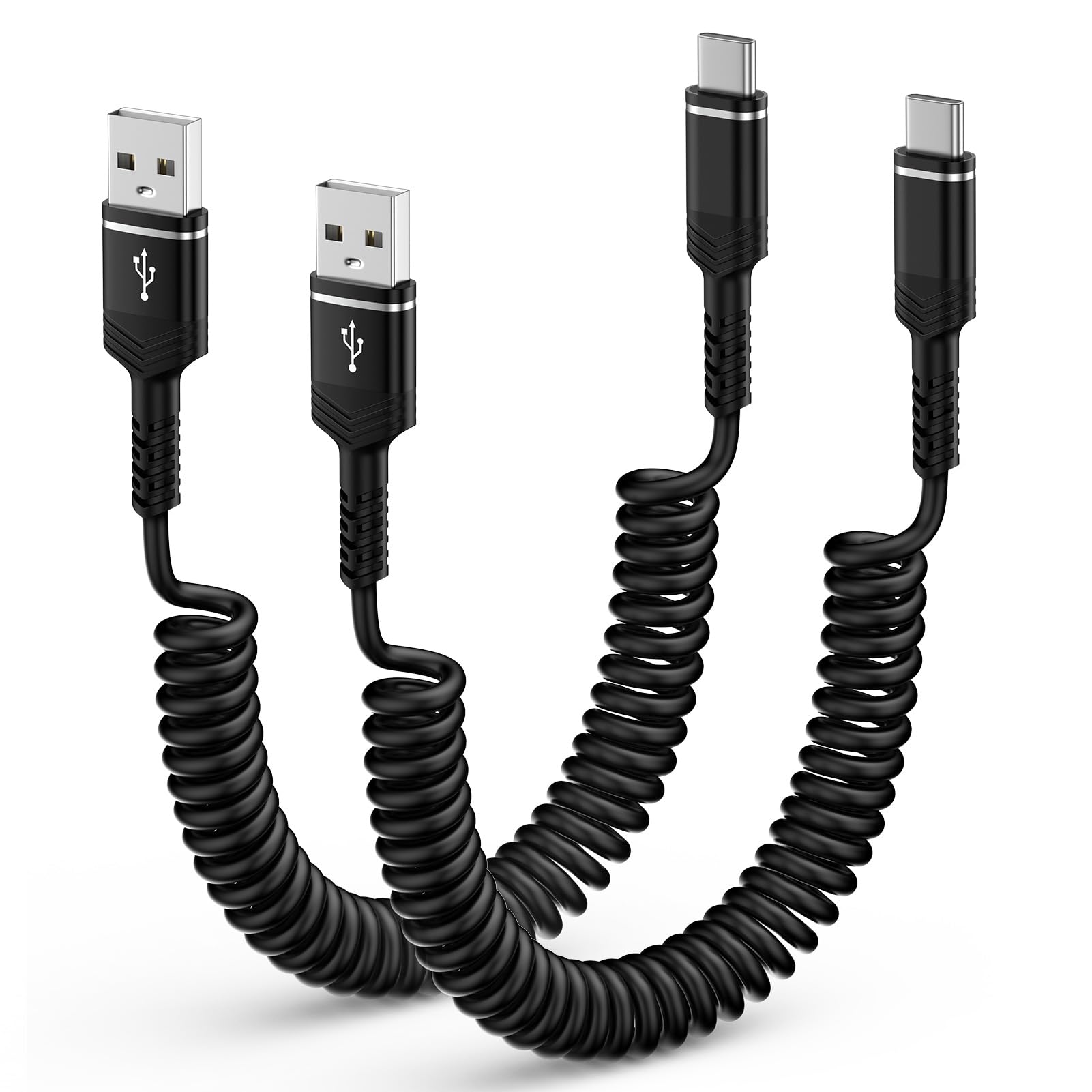 USB A to USB C Charger Cable 3FT for Car Coiled Cord Compatible for Moto
