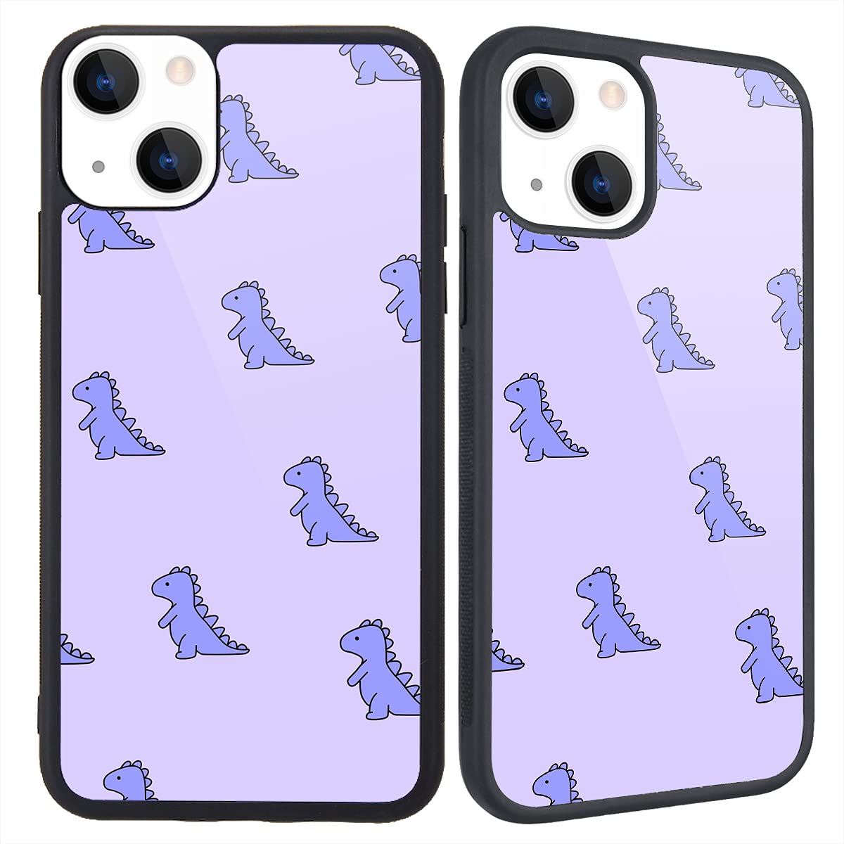 Maycari Compatible With Iphone 13 Mini Case Purple Cartoon Dinosaur For Girls Women, Hard Back Cute Animal Design Soft Tpu Bumpe