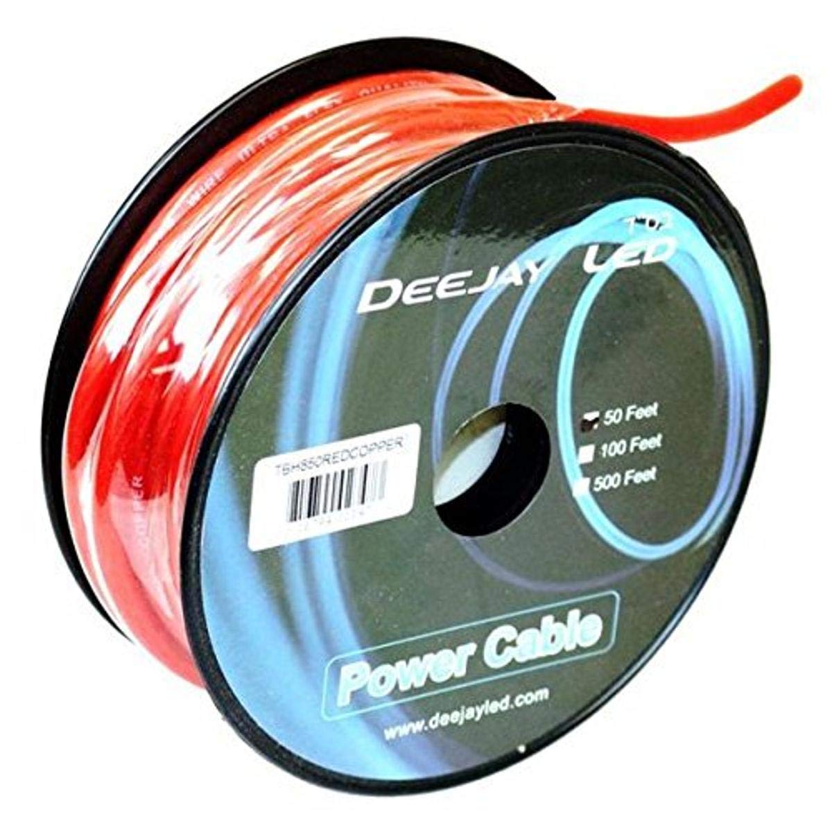 8-Gauge 50 Foot Red Pure Copper Stranded Power Cable