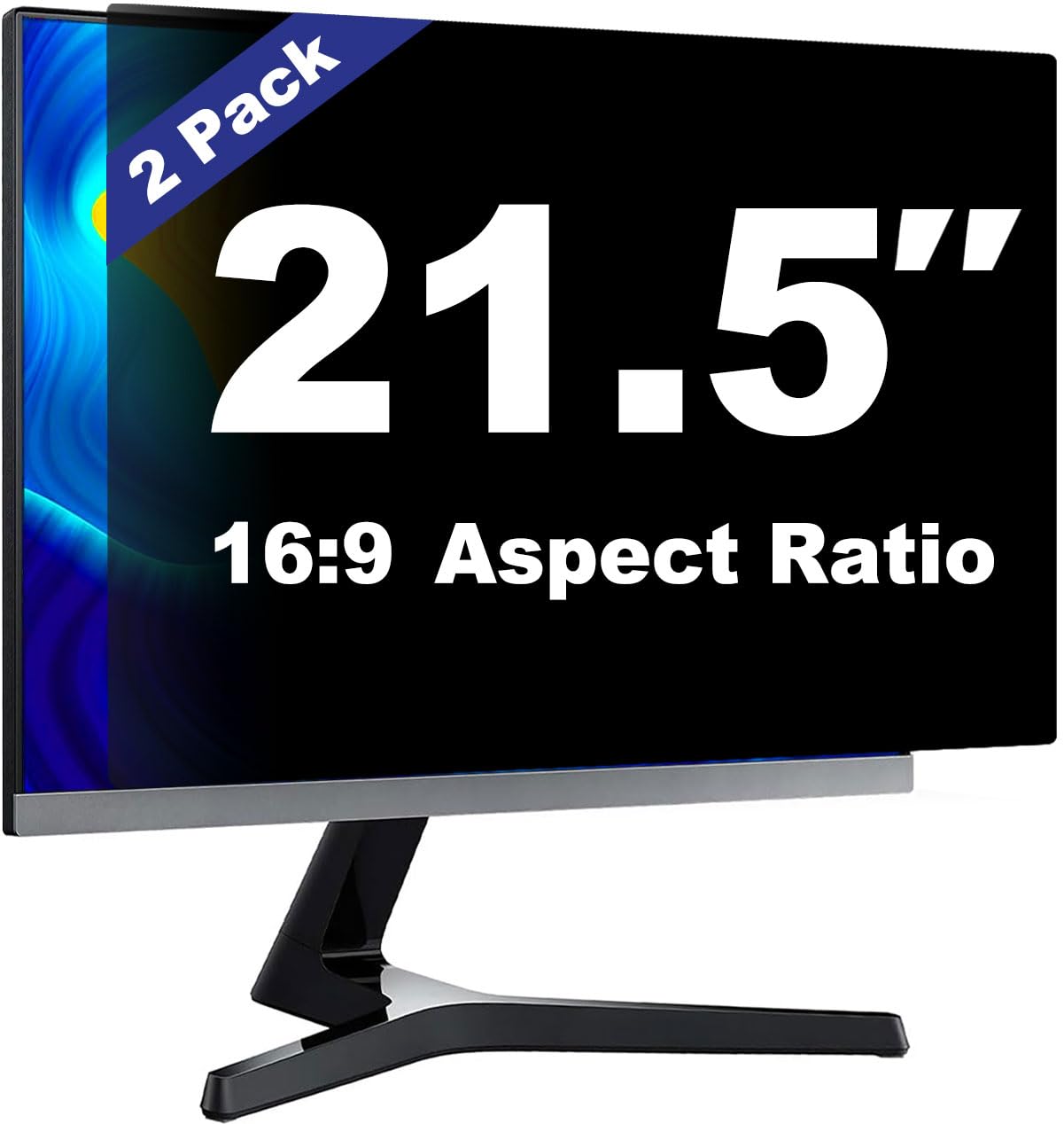 Pozlle 21.5 Inch Computer Privacy Screen Shield [2 Pack] For 16:9 Widescreen Desktop Monitor   Anti Glare Blue Light Privacy Fil