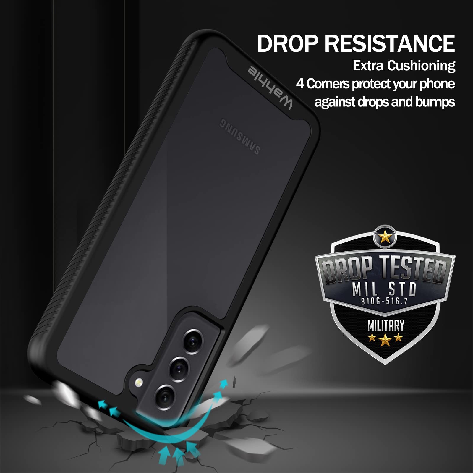 Wahhle Compatible With Samsung S21 Fe 5G Case, Built In Screen Protector Full Body Shockproof Slim Fit Bumper Protective Phone C