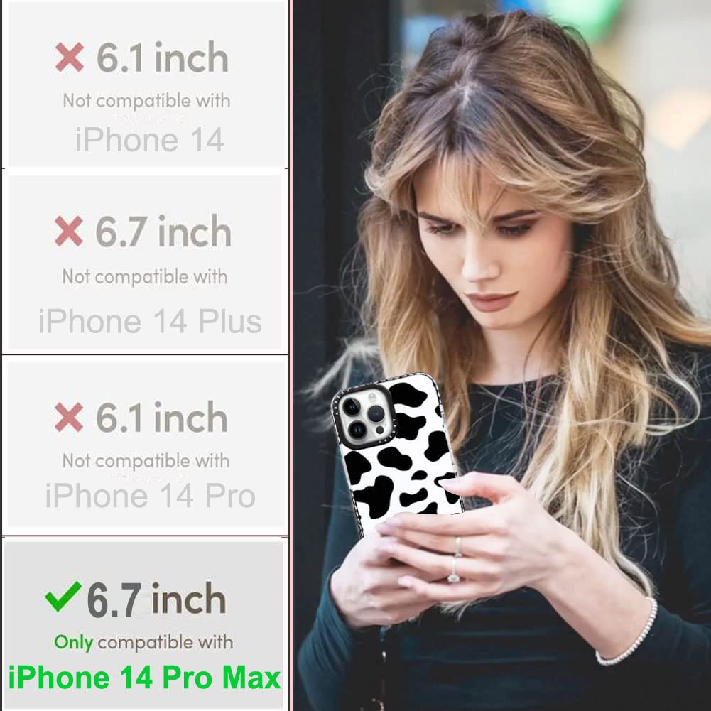 Abbery Designed For Iphone 14 Pro Max Case Cow Print, Clear With Design Cow Pattern Cute Silicone Tpu Sturdy Shockproof Protecti