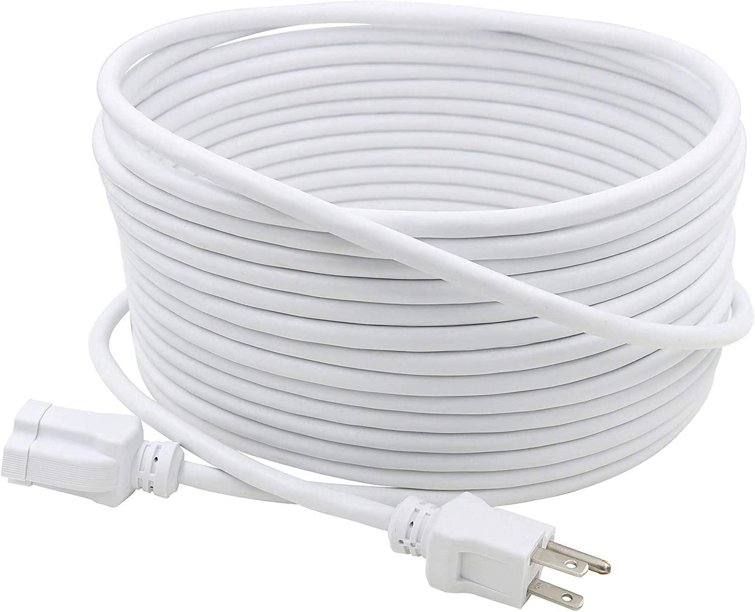Clear Power 35 Ft Indoor/Outdoor Extension Cord 16/3 Sjtw, White, Water & Weather Resistant, Flame Retardant, 3 Prong Grounded P