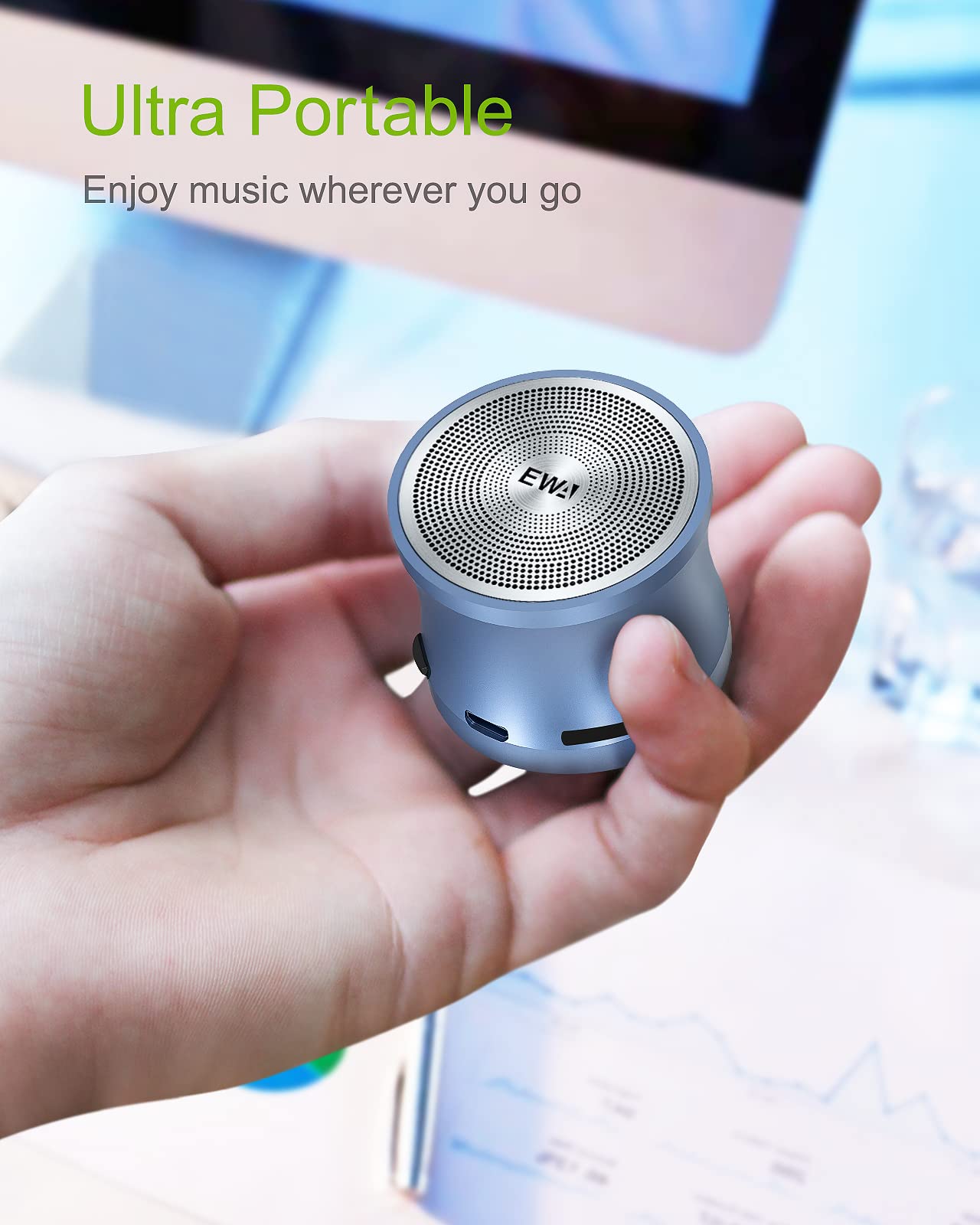 Ewa A109Mini Bluetooth Speaker With Bass Radiator, Enhanced Impactive Bass, Portable Loud Speake, Perfect Travel Wireless Speaker For Home, Hiking And More