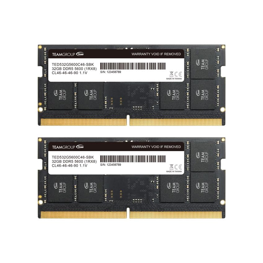 Teamgroup Elite Sodimm Ddr5 64Gb (2X32Gb) 5600Mhz (Pc5 44800) Cl46 Non Ecc Unbuffered 1.1V 262 Pin Laptop Memory Module Ram   Te