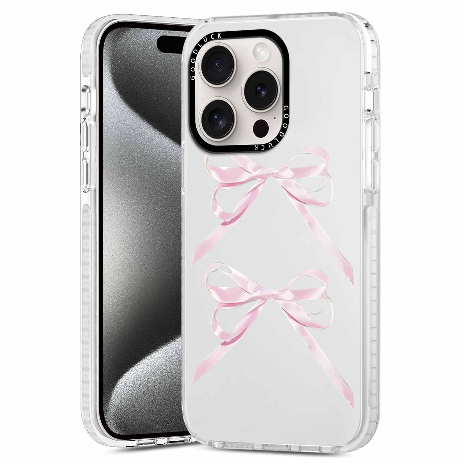 Rumdey 2 Pack Clear Bow Phone Case For Iphone 16 Pro 6.3 Inch, Cute Aesthetic Pattern Design Protective Soft Slim Shockproof Tpu