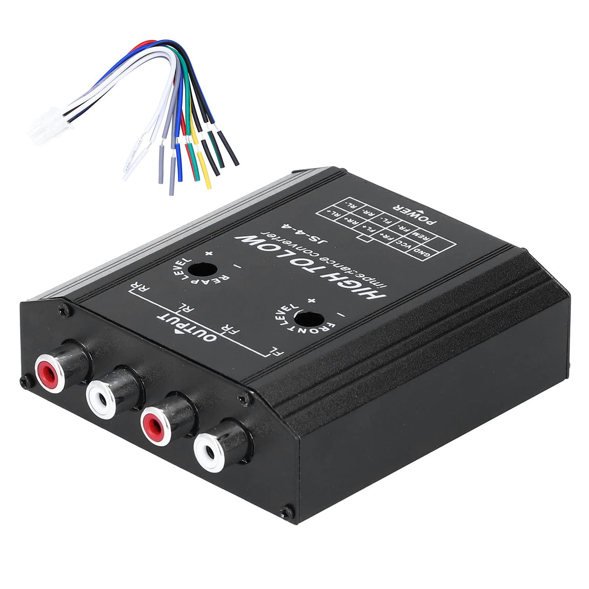 Audio Converter, 12V 4 Channel Audio Impedance Converter High To Low Line Car Stereo Radio Speaker Frequency For Hosts Without L