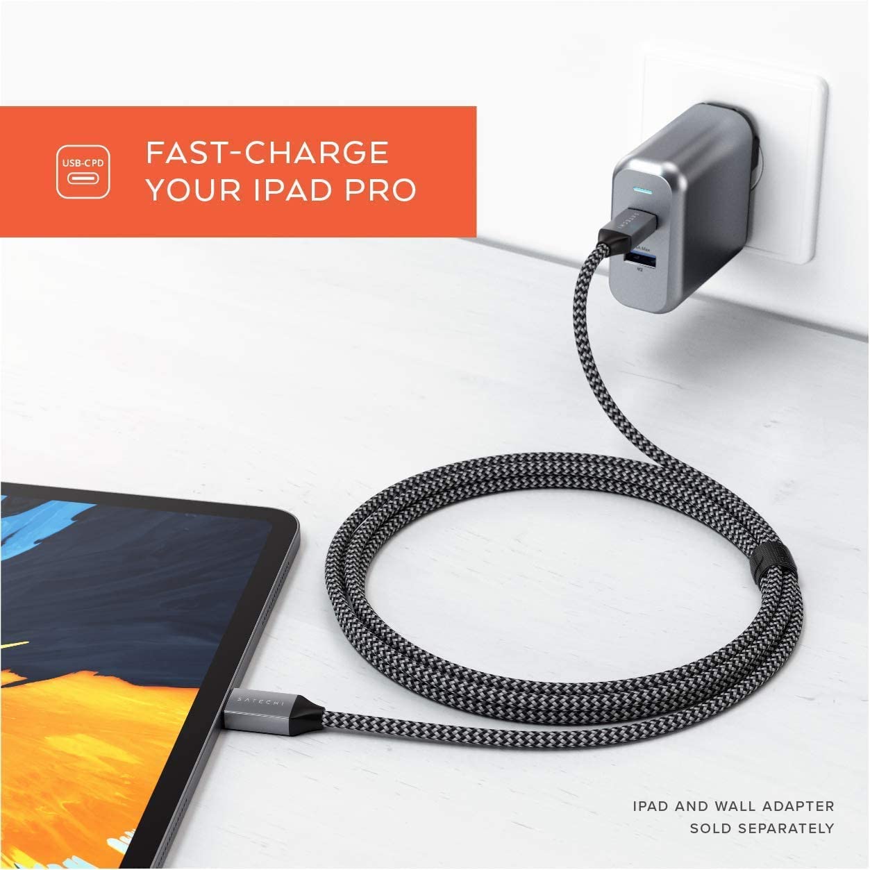 Satechi Usb-C To Usb-C 100W Charging Cable For Usb Type-C Devices - 6.5 Feet (2 Meters) - Compatible With 2020/2019 Macbook Pro,