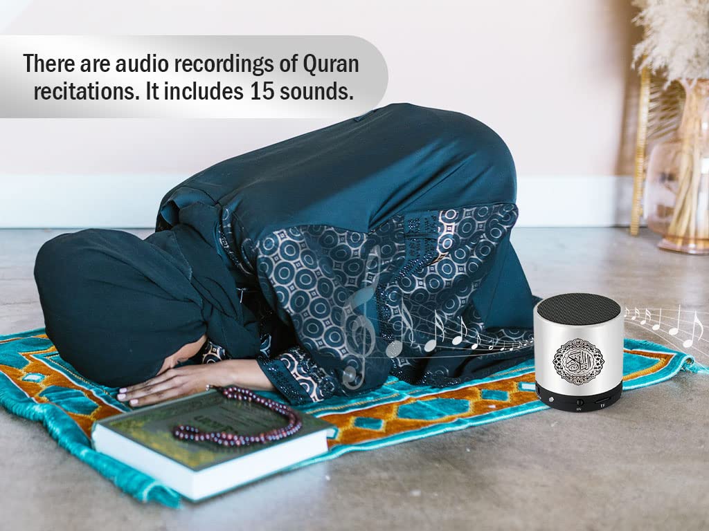 Hitopin Digital Quran Speaker Fm Radio Silver Color With Remote Control Over 18Reciters And15 Translations Available Quality Qur
