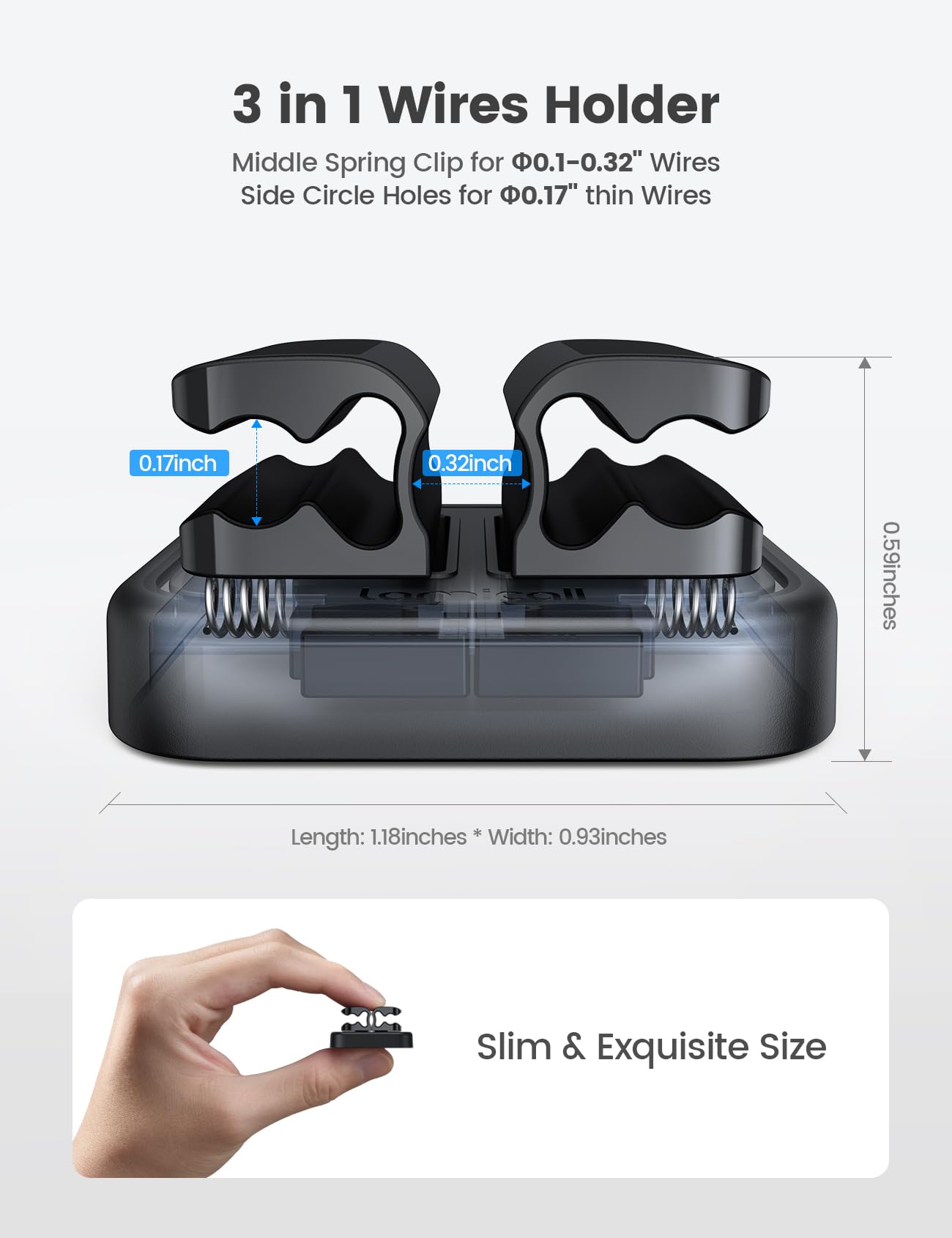 3 In 1 Cord Spring Clip Holder   Lamicall Small Clips For Desk Cable Organizer, Adhesive Adjustable Cable Holder For Charger Wir