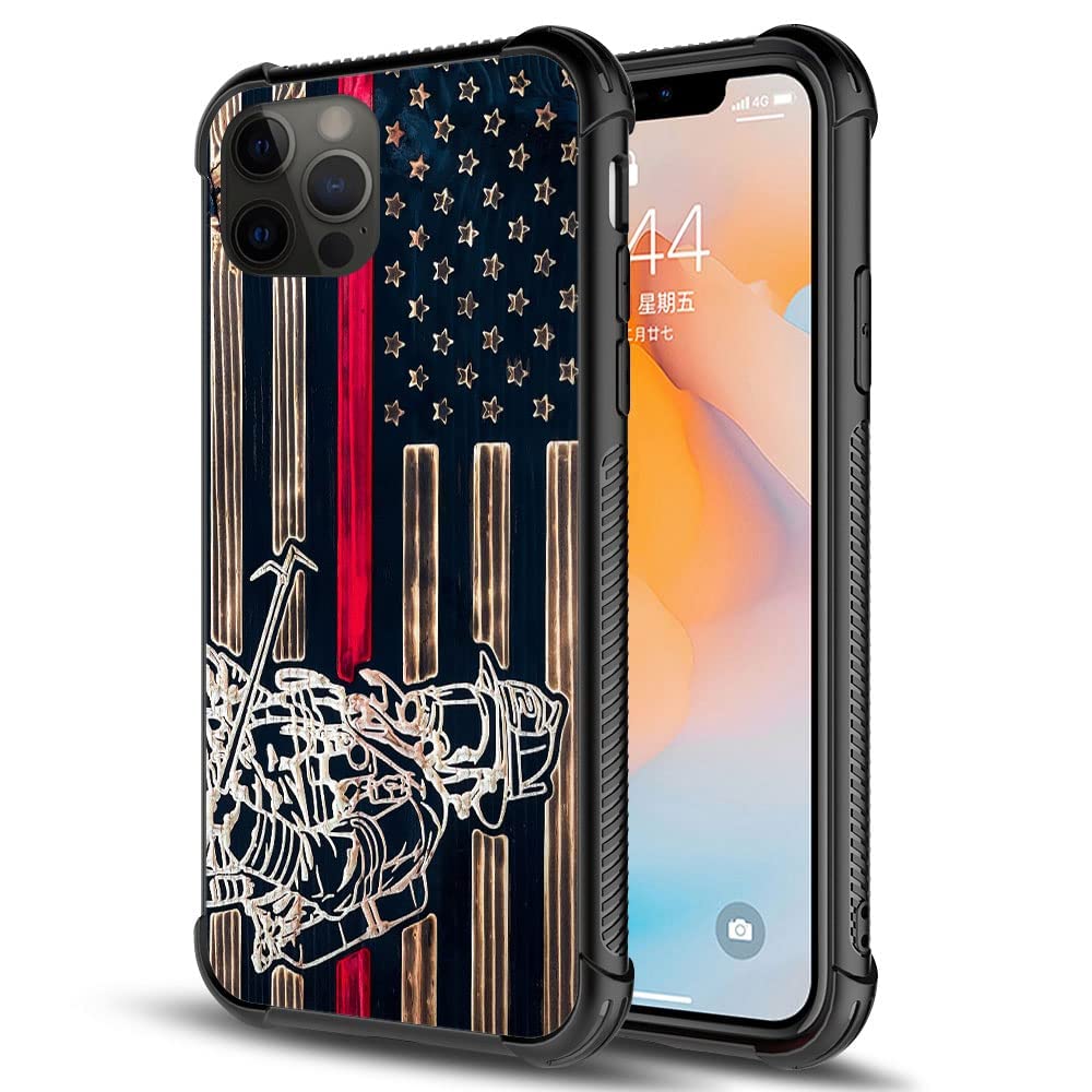 Daizag Compatible With Case For Iphone 13 Pro Max, Wood Grain Flag Firefighter American Flag 001 Iphone 13 Pro Max Cases For Man