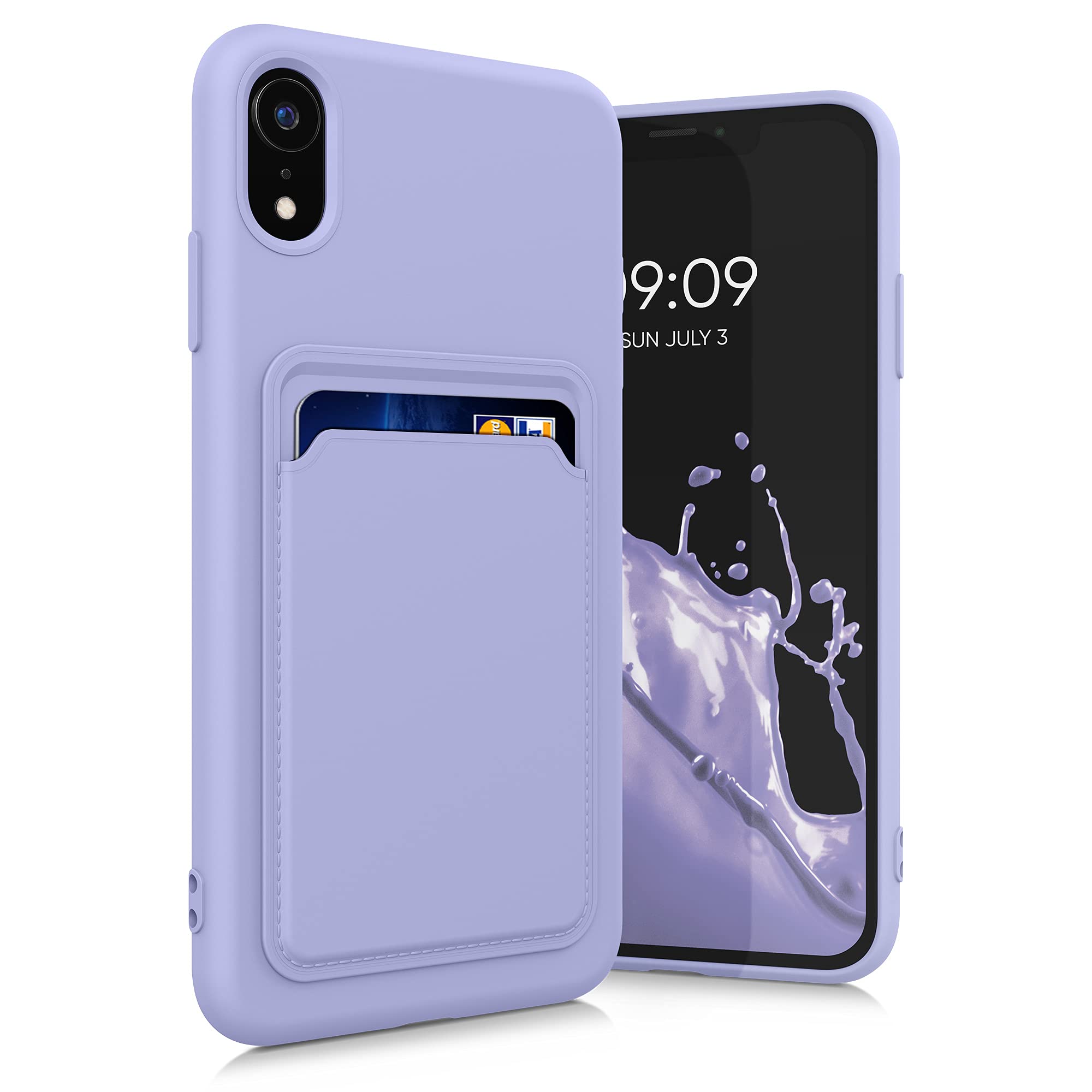 Kwmobile Case Compatible With Apple Iphone Xr Case   Tpu Phone Cover With Credit Card Holder   Lavender