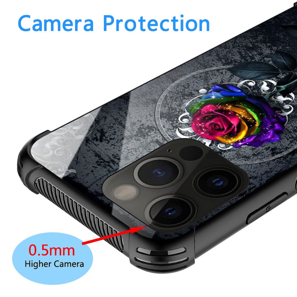 ZHEGAILIAN iPhone 14 Pro Max Case Retro Colorful Flowers Anti-Scratch Organic Glass