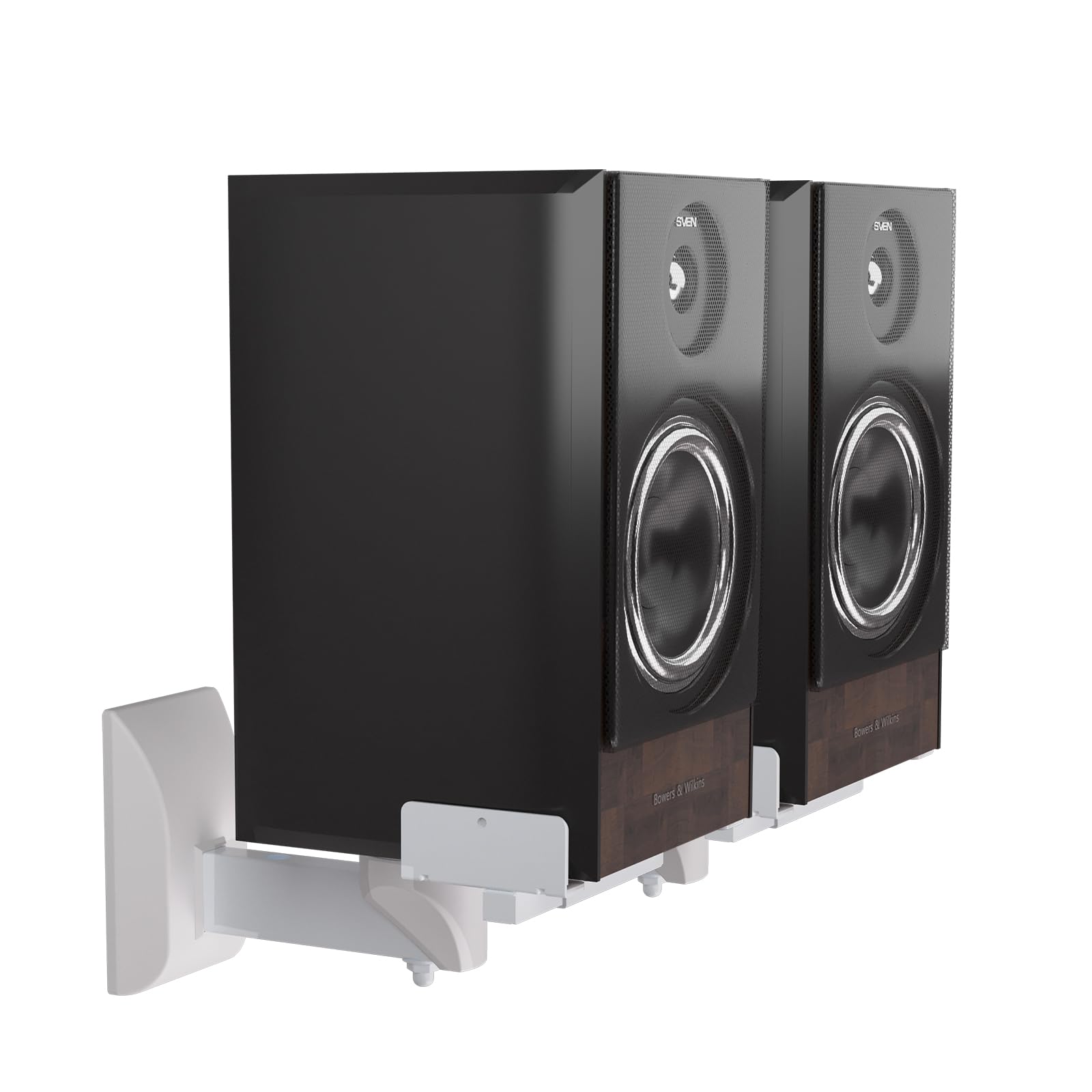Suptek Dual Side Clamping Bookshelf Speaker Wall Mounting Bracket For Large Surrounding Sound Speakers, Hold Up To 55 Lbs, White