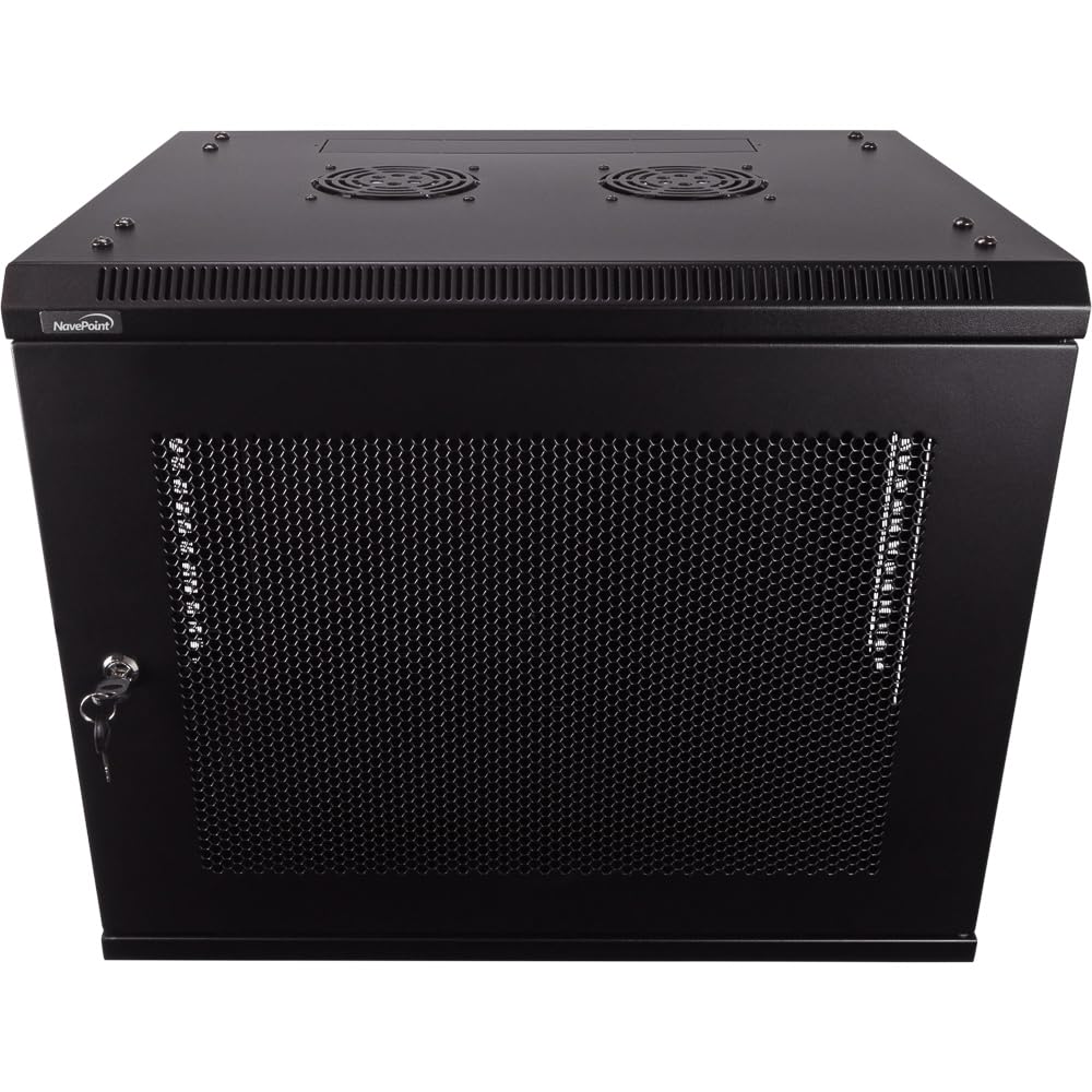 NavePoint 9U Server Rack Enclosure - 17.7 Deep, Wall Mount Network Cabinet with Locking Perforated Door, 19 IT Equipment Compa
