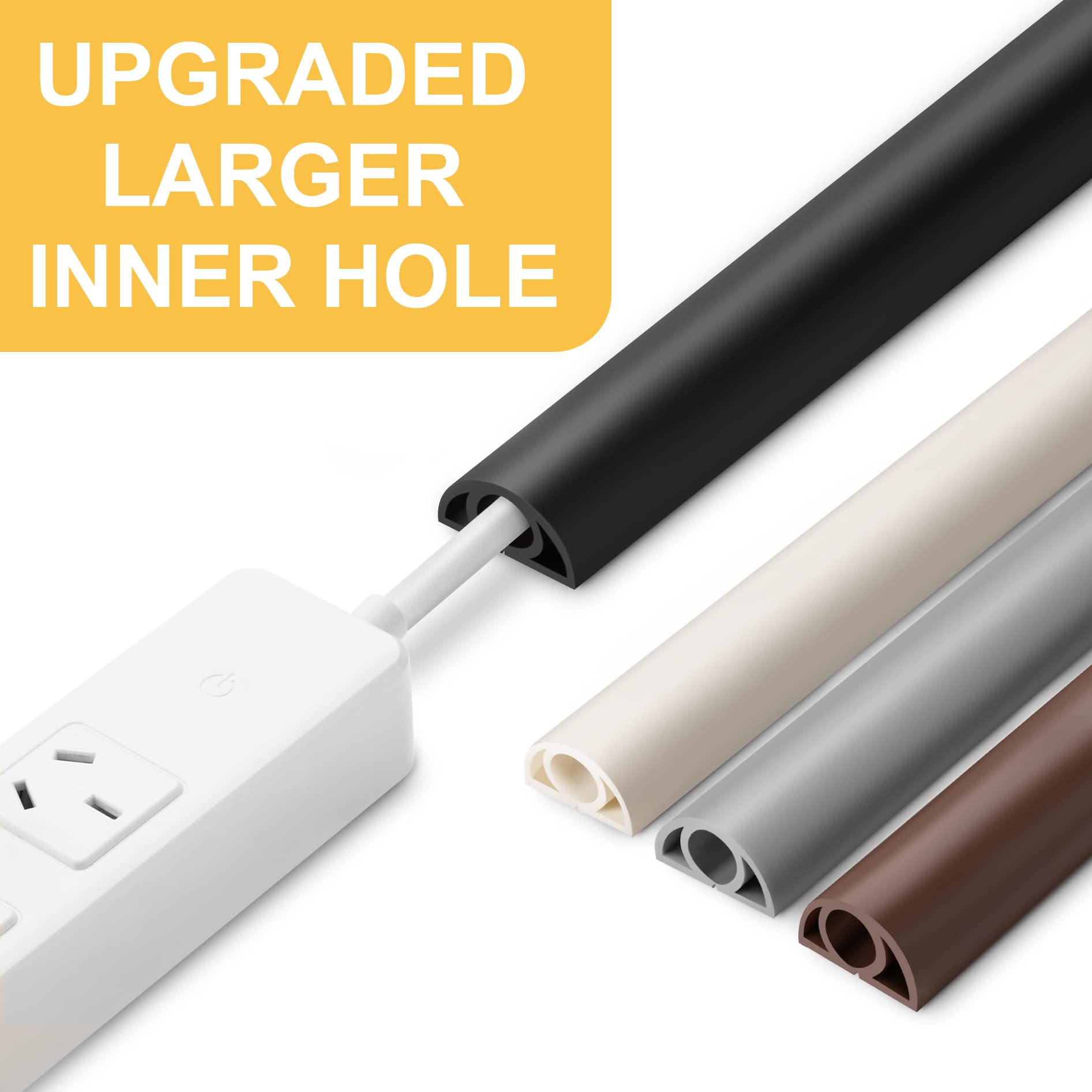 5Ft Cord Cover Floor For Extension Cords, Floor Cable Cover Wire Cover To Protect Cables & Prevent Tripping, Pvc Cord Hider Floo