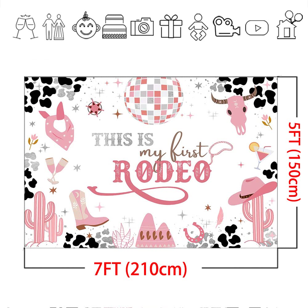 Mocsicka Cowgirl First Birthday Backdrop Girls My First Rodeo Pink Western 1St Birthday Party Decorations Mexican Cactus This Is
