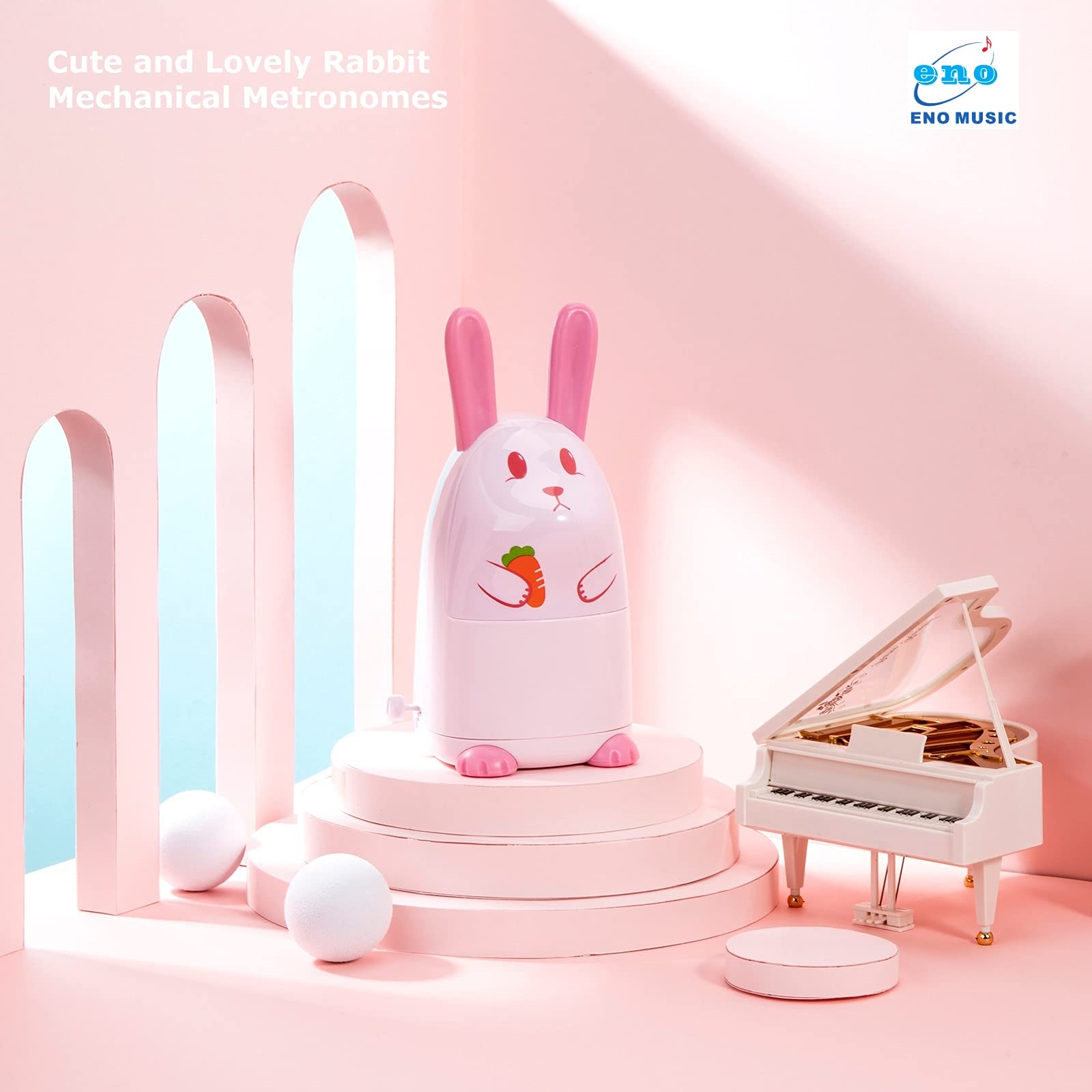Easy Control Cute Cartoon Kids Mechanical Metronome For Piano Drum Guitar Violin Ukulele With Bell, Pink Rabbit