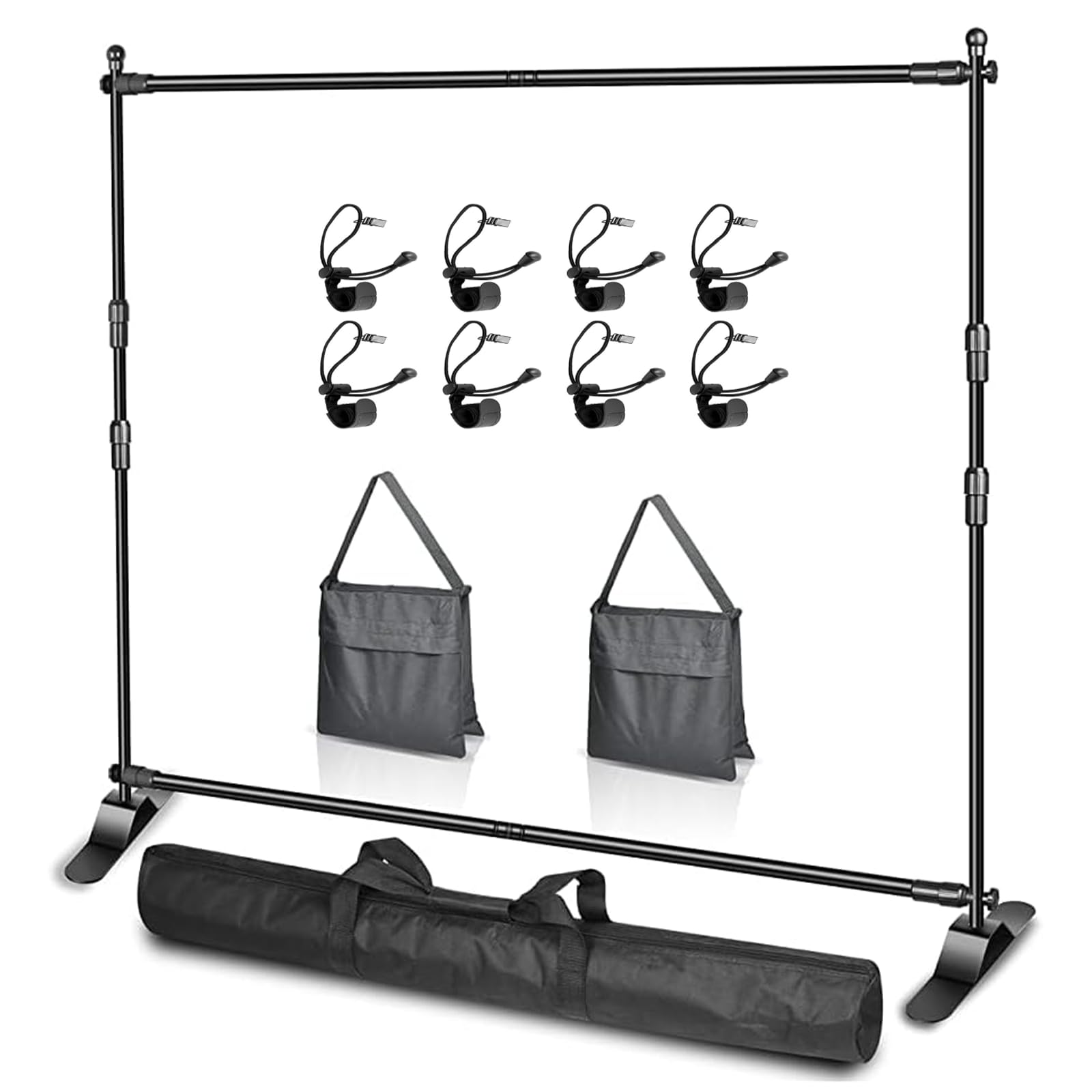 EMART 8 x 8ft (W x H) Adjustable Photo Backdrop Banner Stand with Telescopic Tubes, Suitable for Trade Shows, Professional Photo