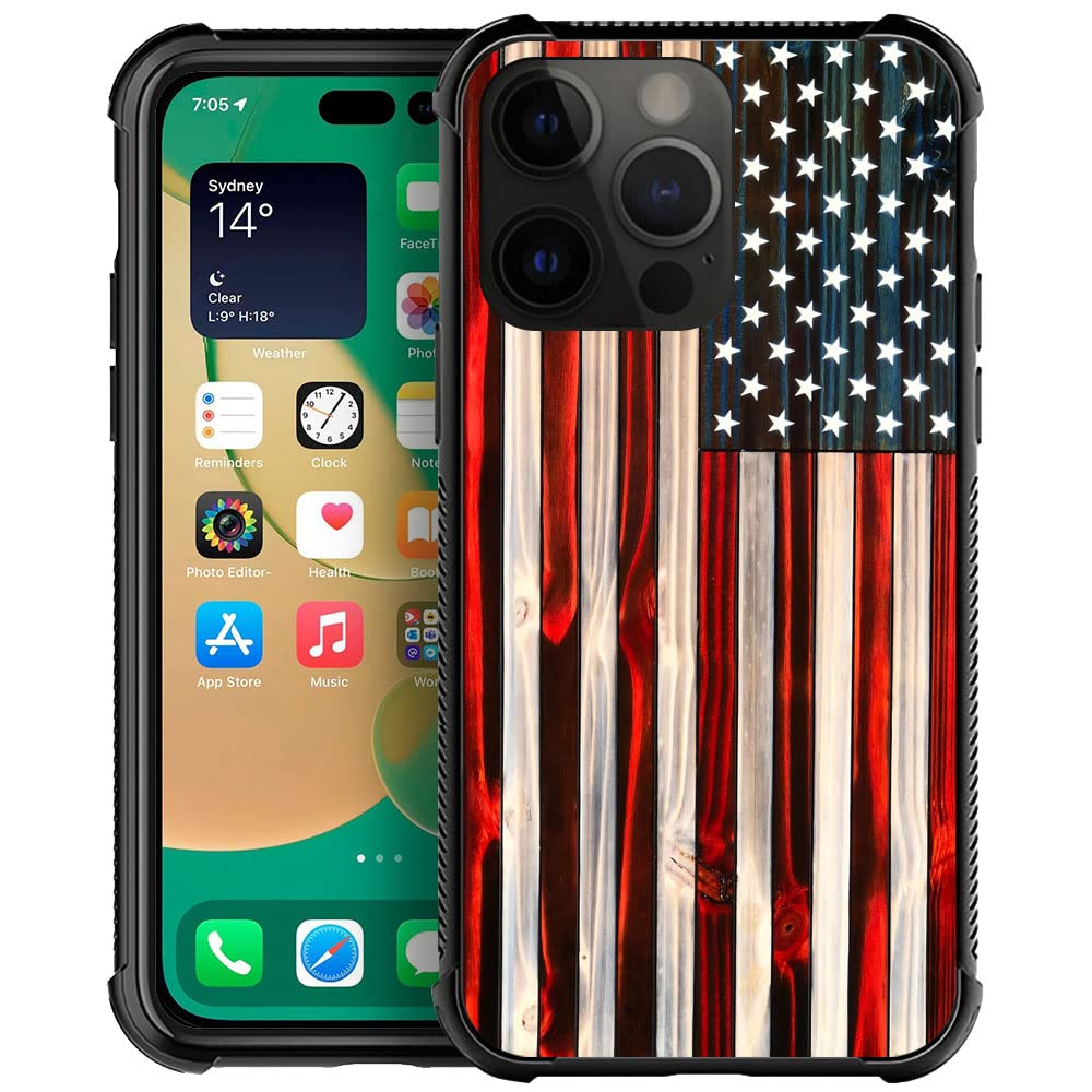 Tnxee Case Compatible With Iphone 14 Pro Case,Old Glory Traditional American Flag Pattern Design Case For Iphone 14 Pro Cases Fo