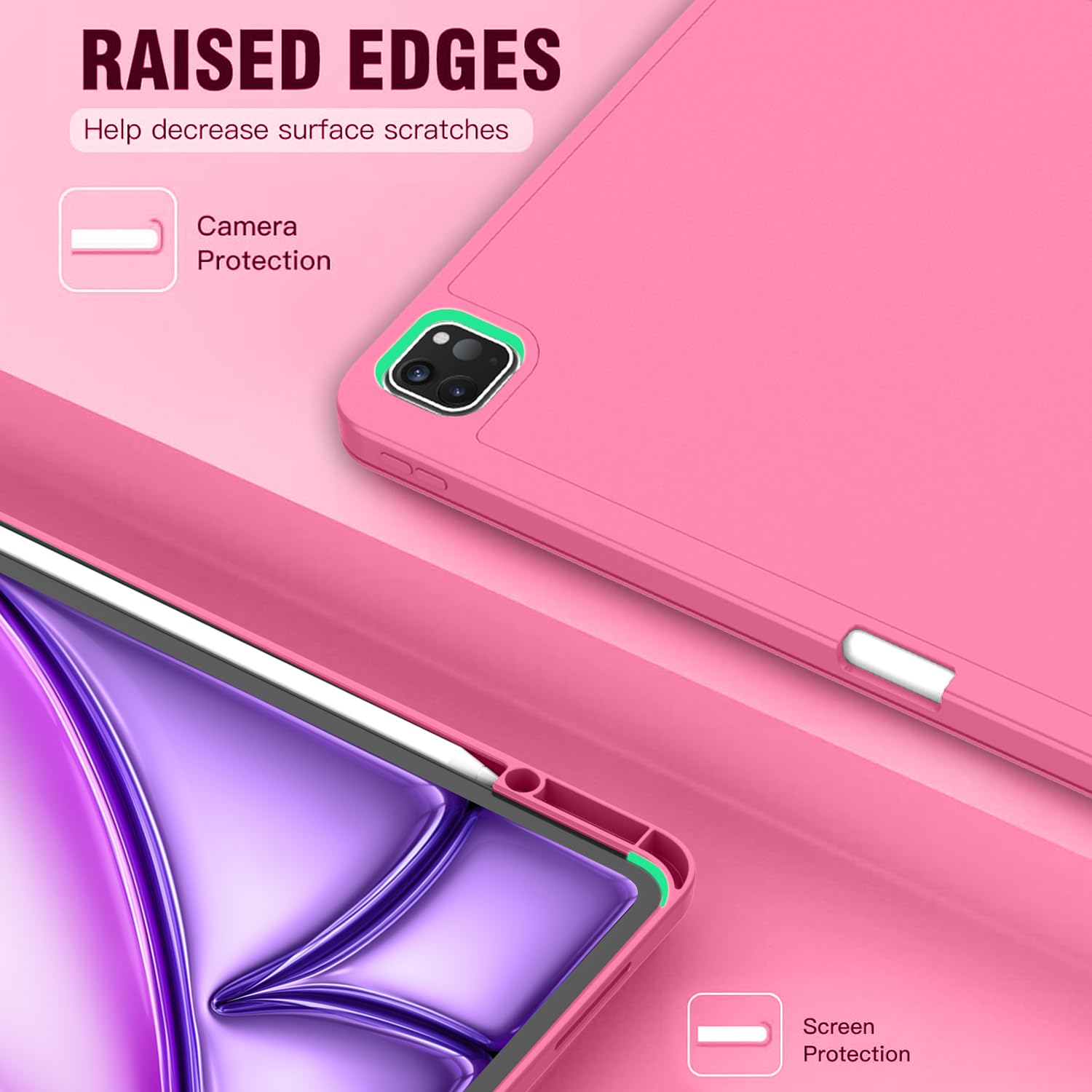 Zryxal New Ipad Air 13 Inch Case M2 2024 With Pencil Holder, Smart Ipad Case [Support Pencil Pro And Pencil(Usb C)], Support Tou