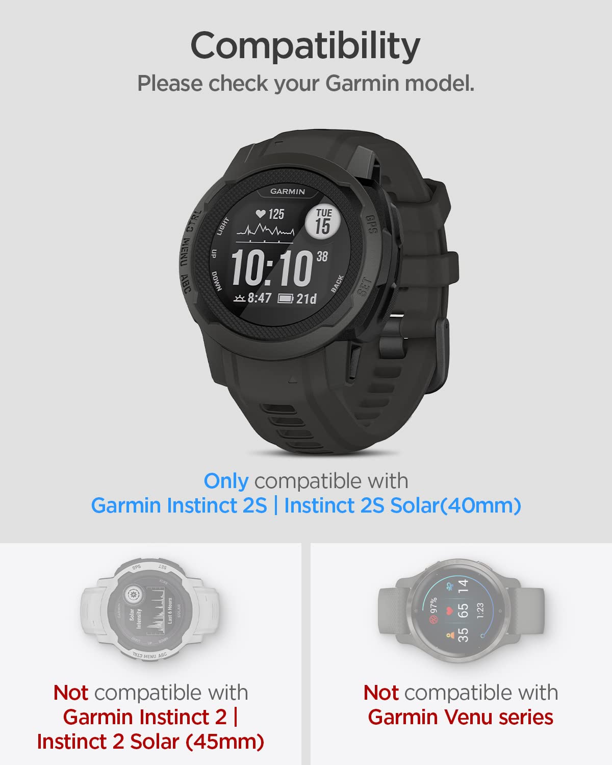 Spigen Tempered Glass Screen Protector [Glastr Ez Fit] Designed For Garmin Instinct 2S (40Mm) / Instinct 2S Solar (40Mm)   2 Pack