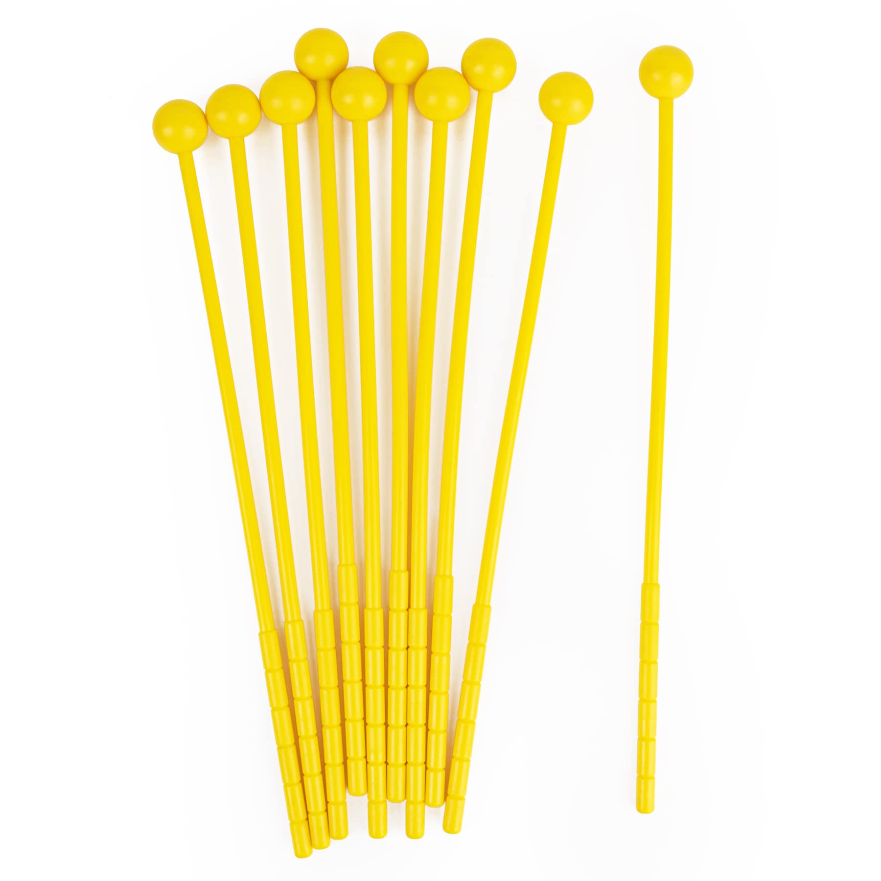 Auear, 10 Pack Plastic Bell Mallets Solid Drum Percussion Sticks For Drum Chime Xylophone 12Inch Yellow