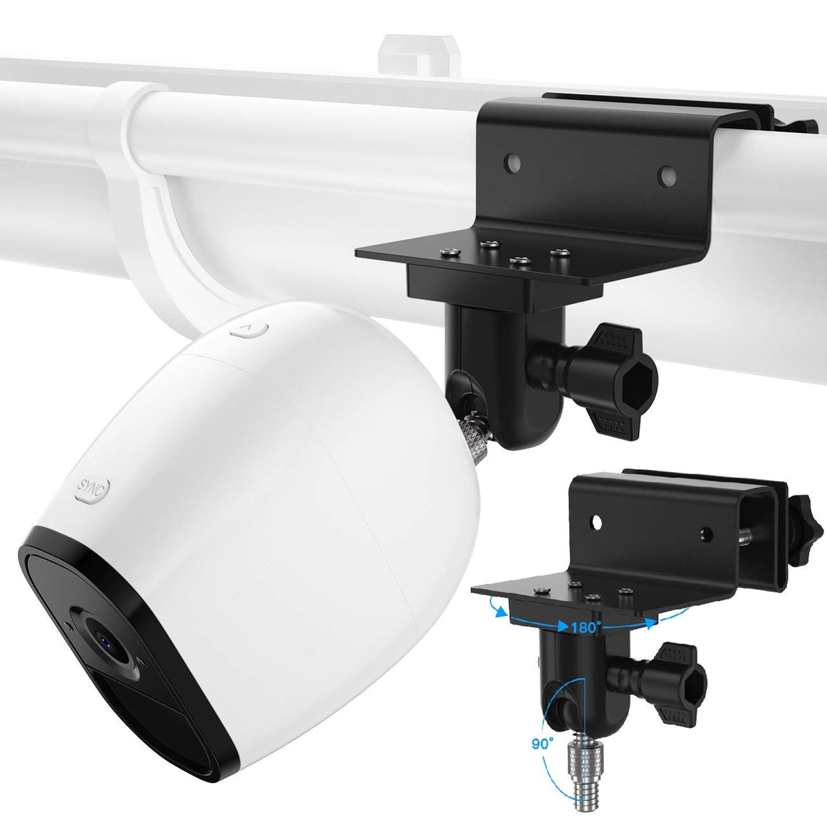 Gutter Mount For Eufycam 2C/2C Pro/3/3C/Solocam C210/Solocam S220, No Drill Camera Outdoor Mount For Most Security Camera With Universal 1/4' Screw(Black, 1 Pack)